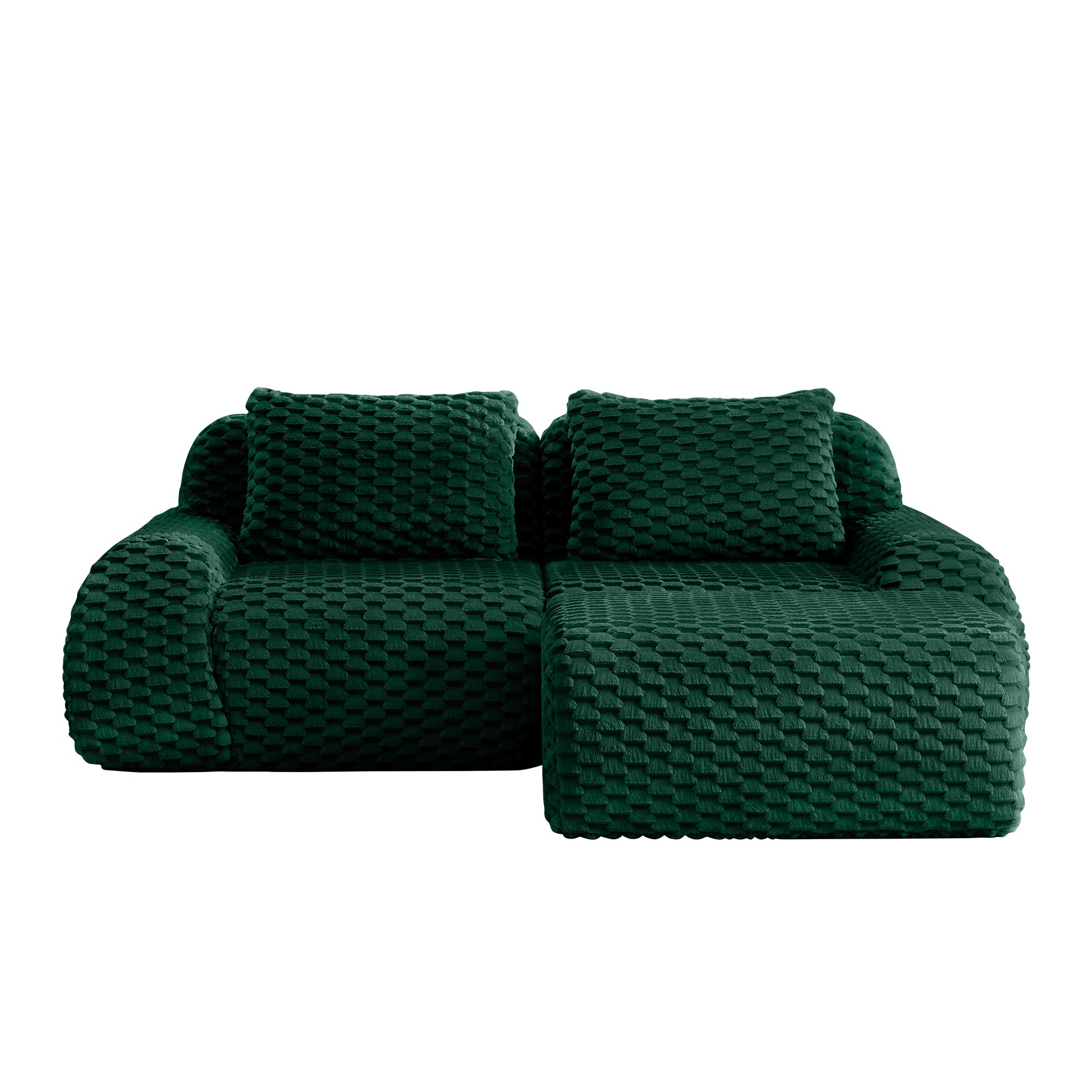 Olathe 82" Modular Flannelette Fabric L-Shaped Sectional Sofa with Movable Ottoman