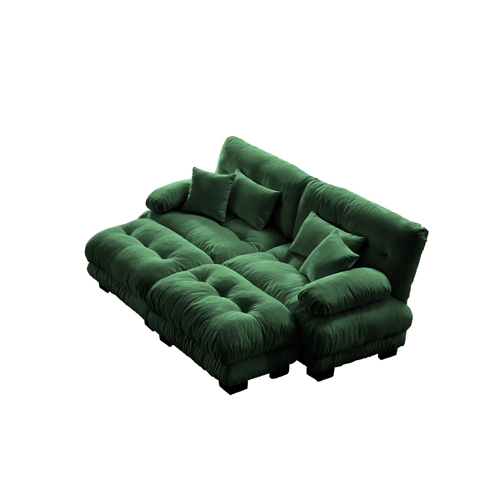 Monterey 94" Modular Chenille Cloud Sofa with 2 Ottomans and Bolstered Armrests