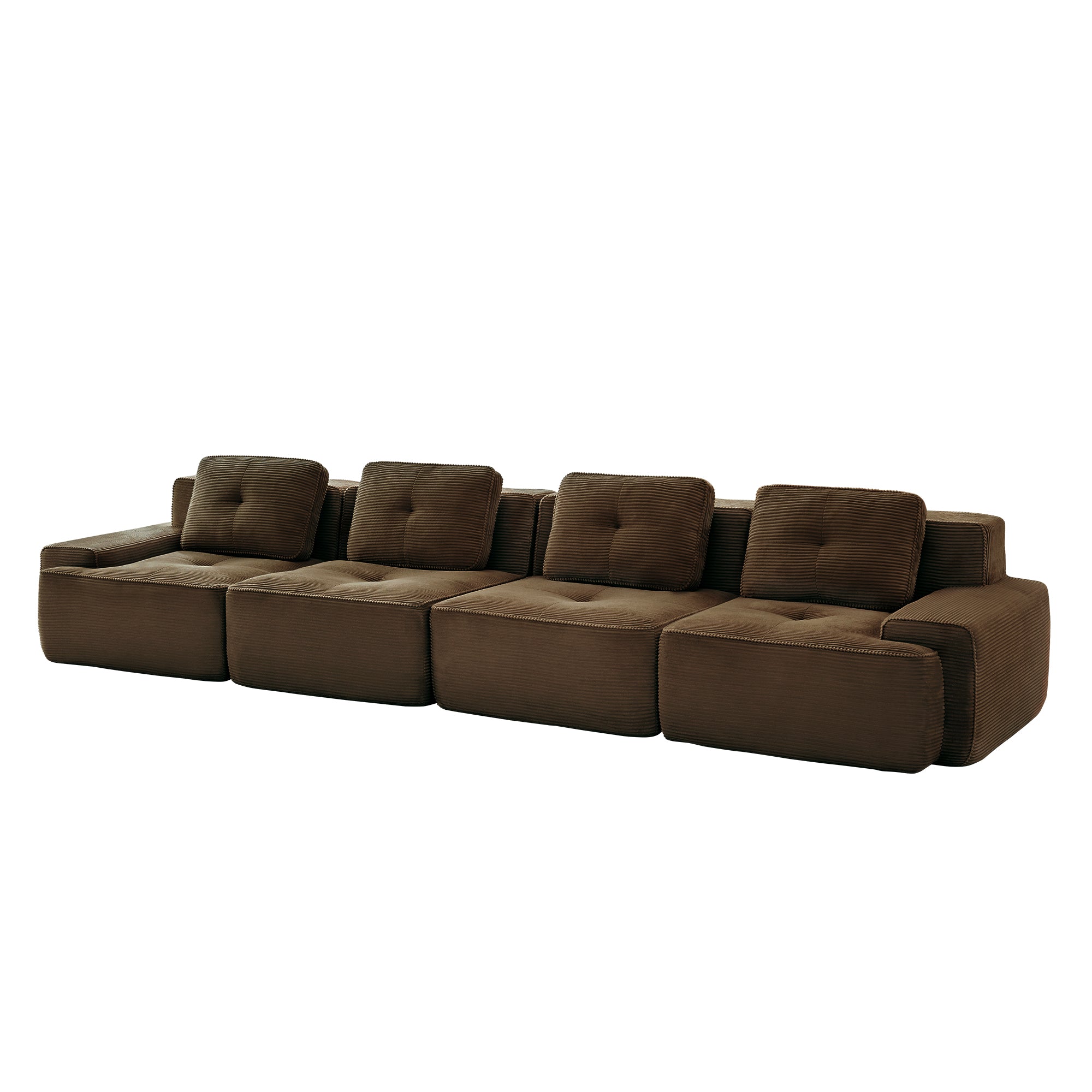 Racine 153" Modular Corduroy Fabric 4-Seater Sofa with Deep Seat
