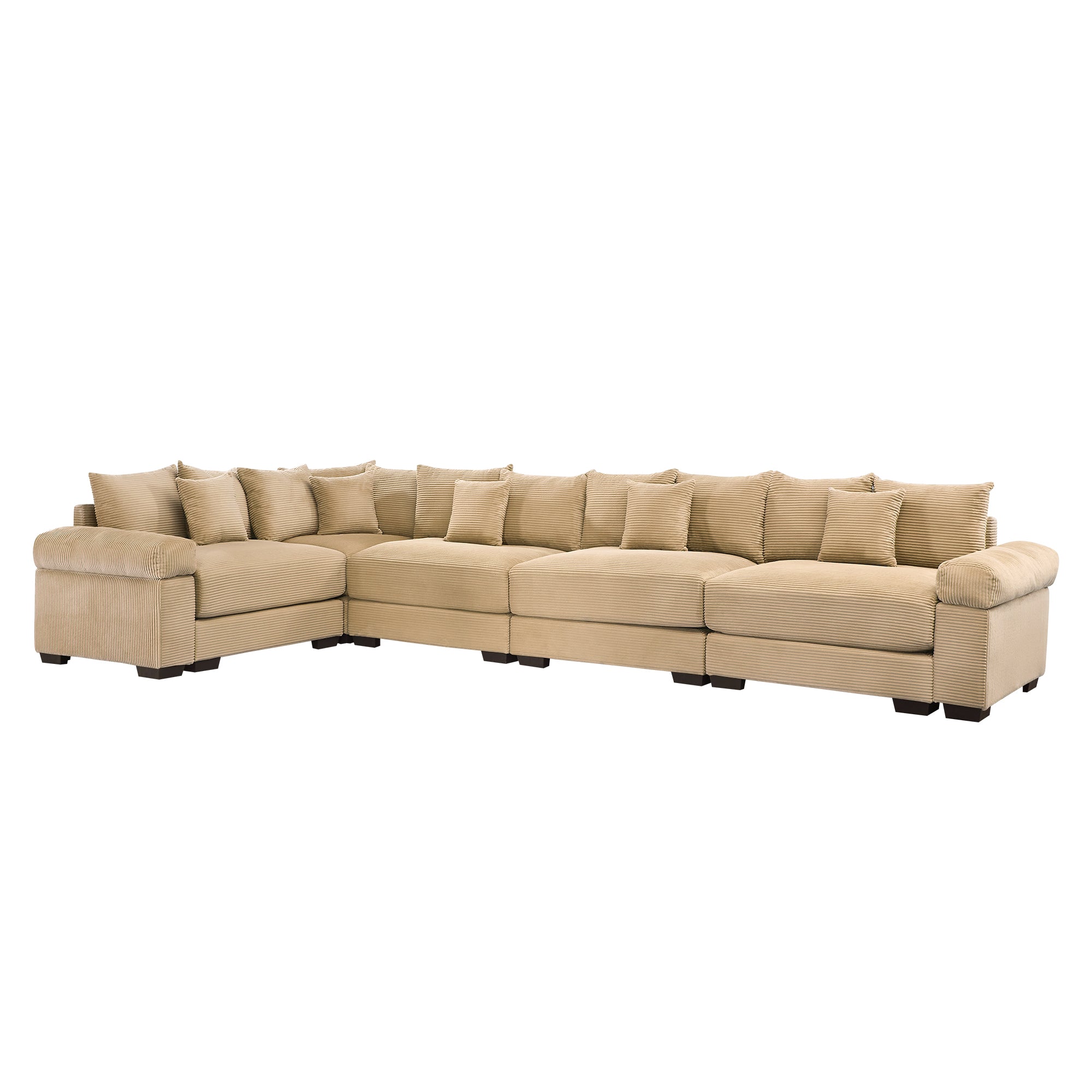 Albany 155" Modular Corduroy Oversized Cloud L-Shaped Sectional Sofa with Ottoman