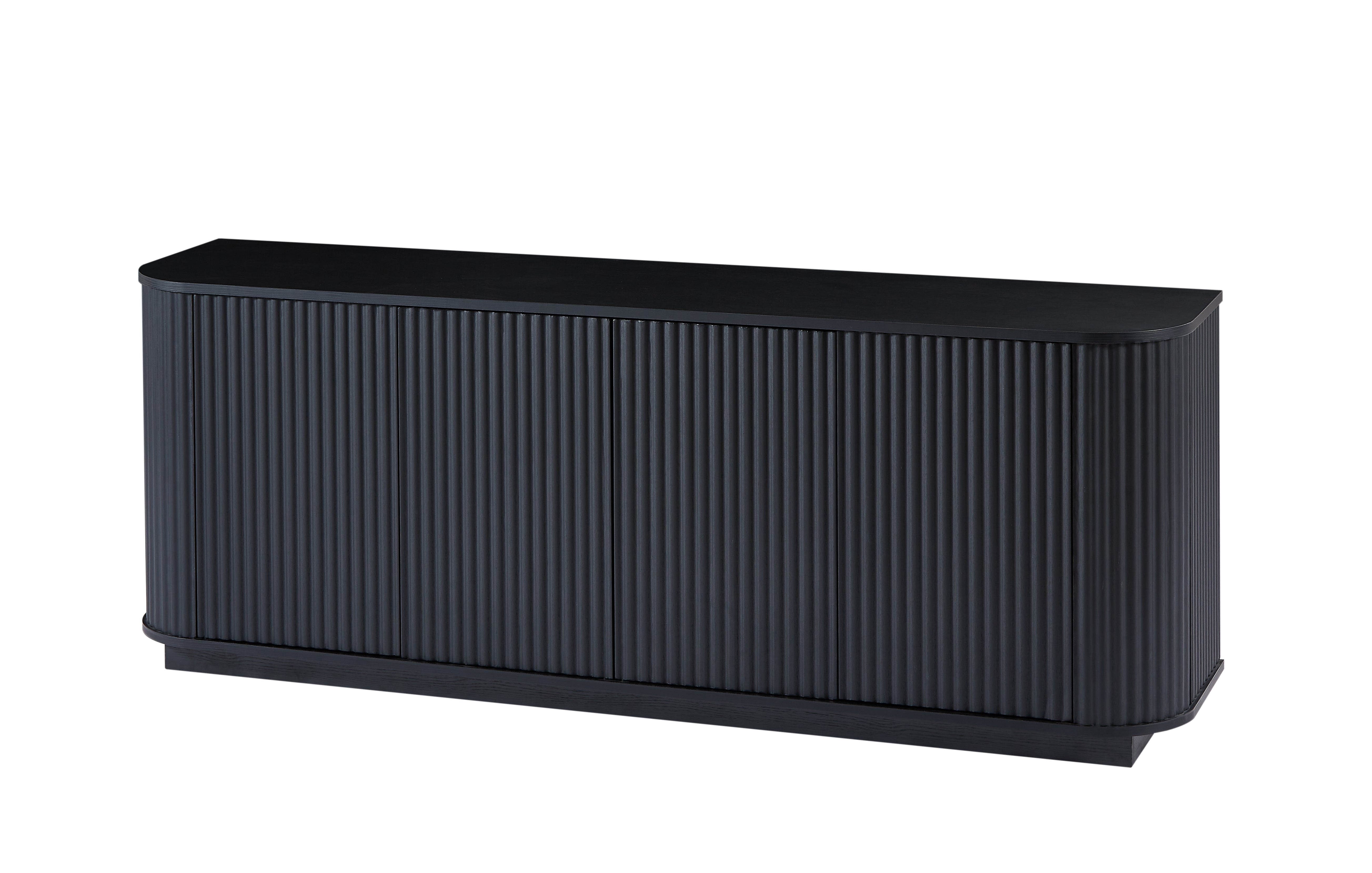 Kyoto Sideboard TV Cabinet with Fluted Doors & Drawers, Black