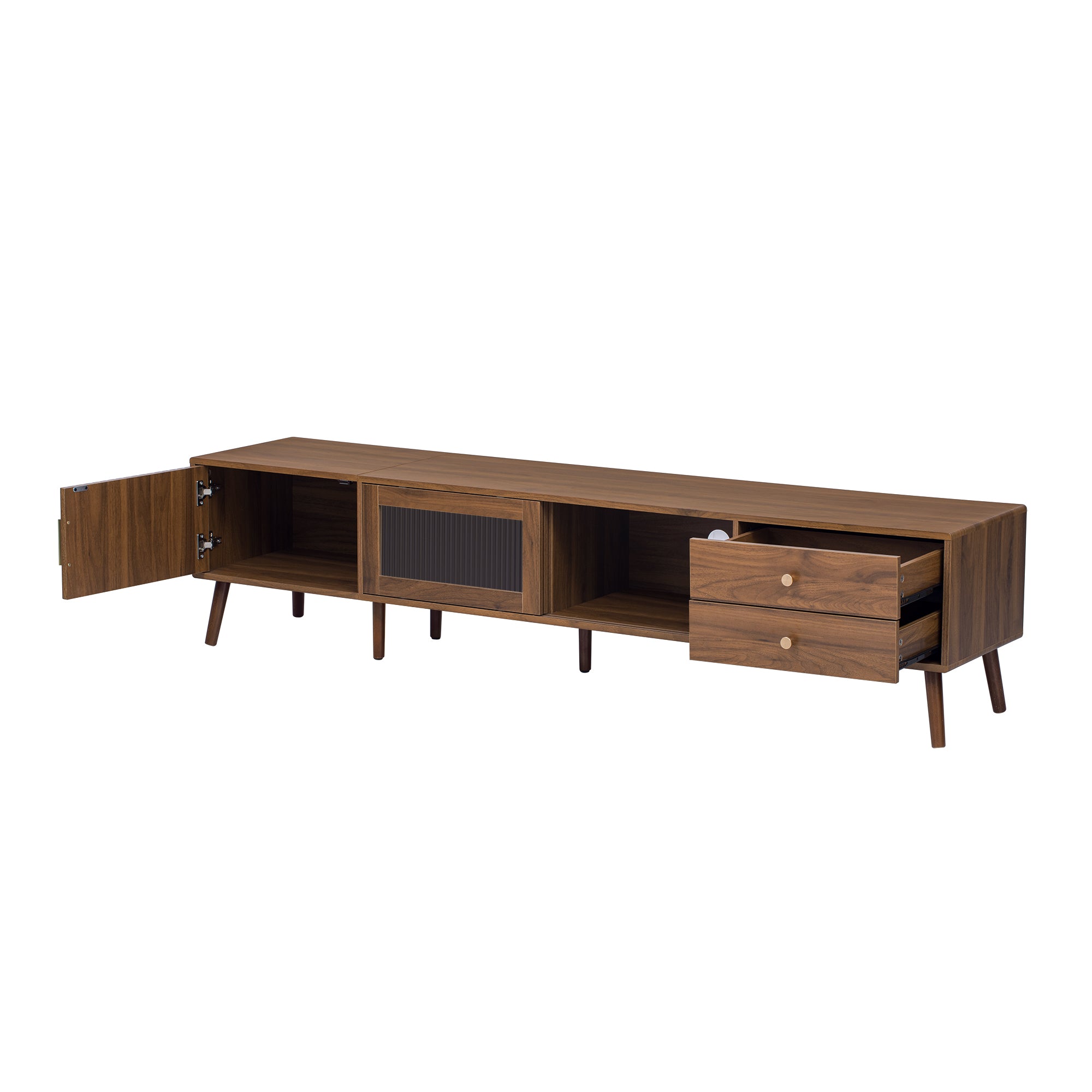 Kyoto 76" Mid-Century Modern TV Stand with Storage Cabine
