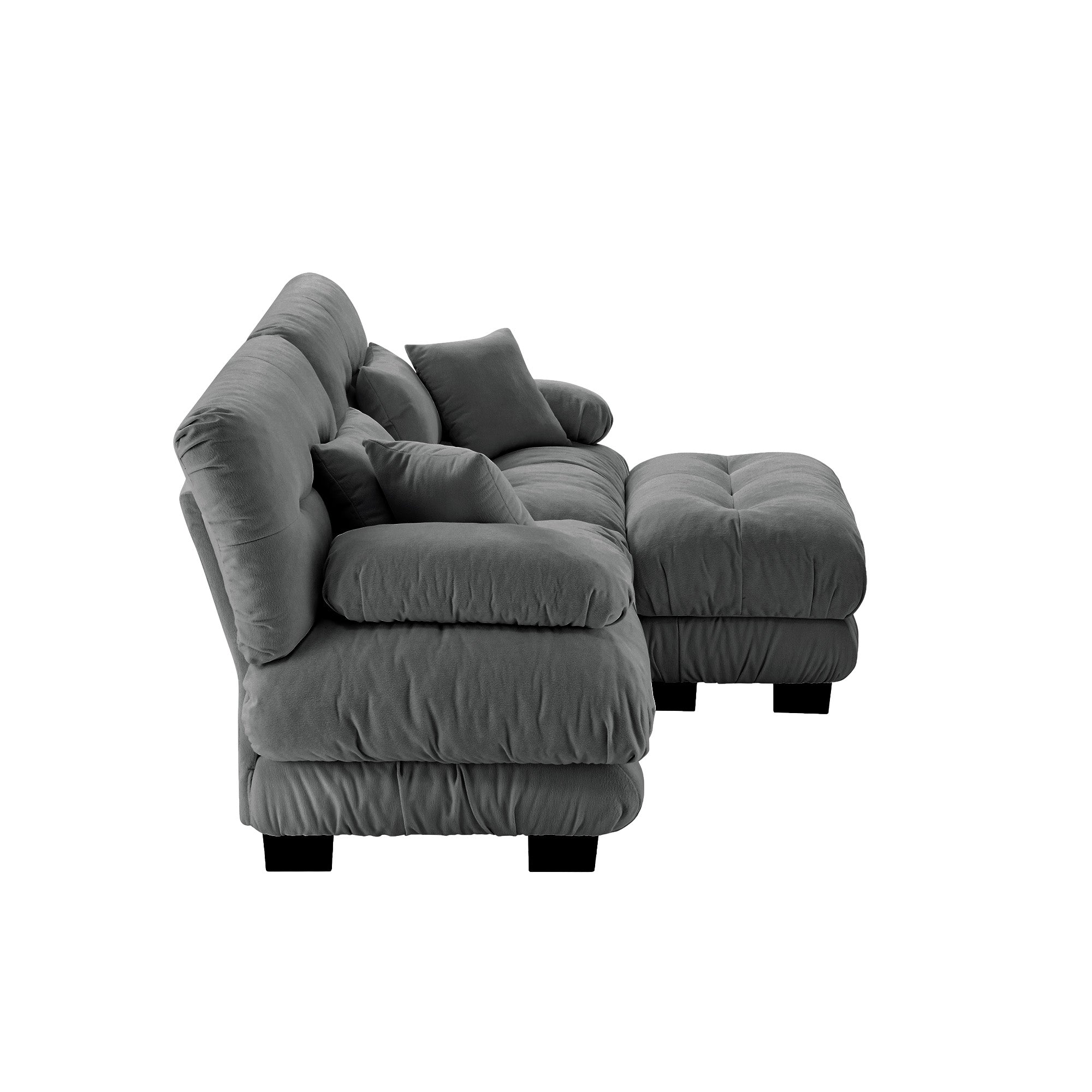 Monterey 94" 3 Piece L Shaped Modular Sofa Set, Velvet Deep Seat 5-Seater Sofa with Ottoman
