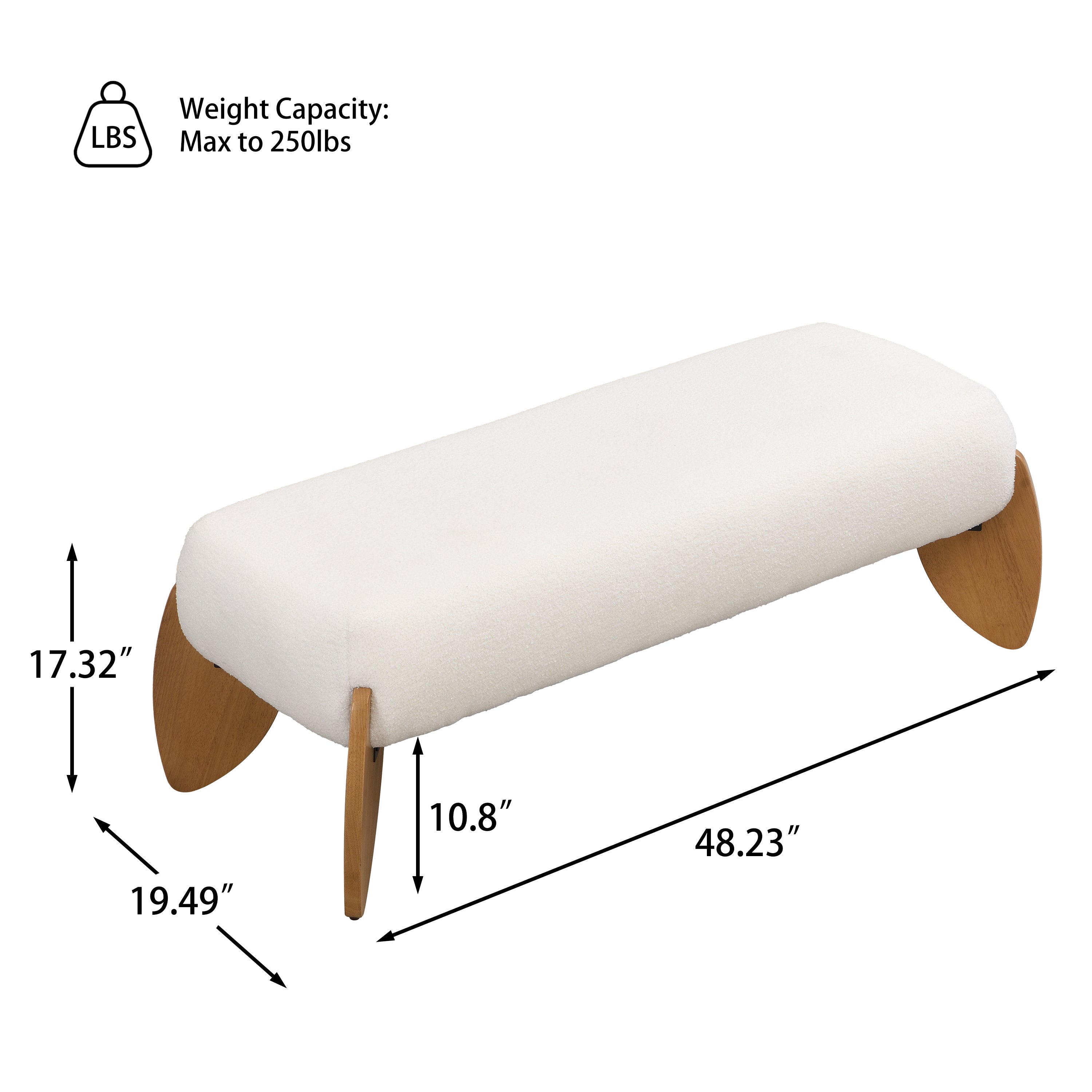 Taos Bouclé Upholstered Long Ottoman Bench