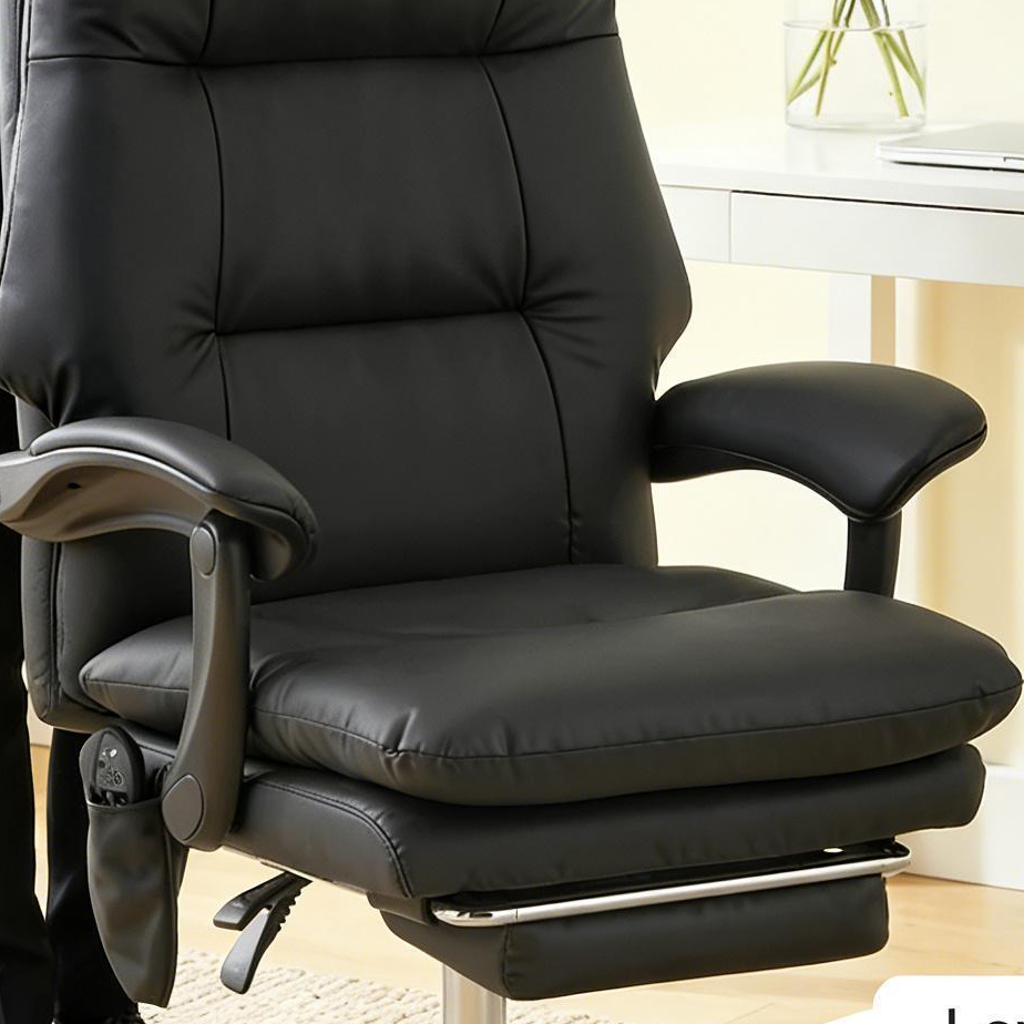 Selah Leather Massage Executive Office Chair with Reclining Backrest and Footrest