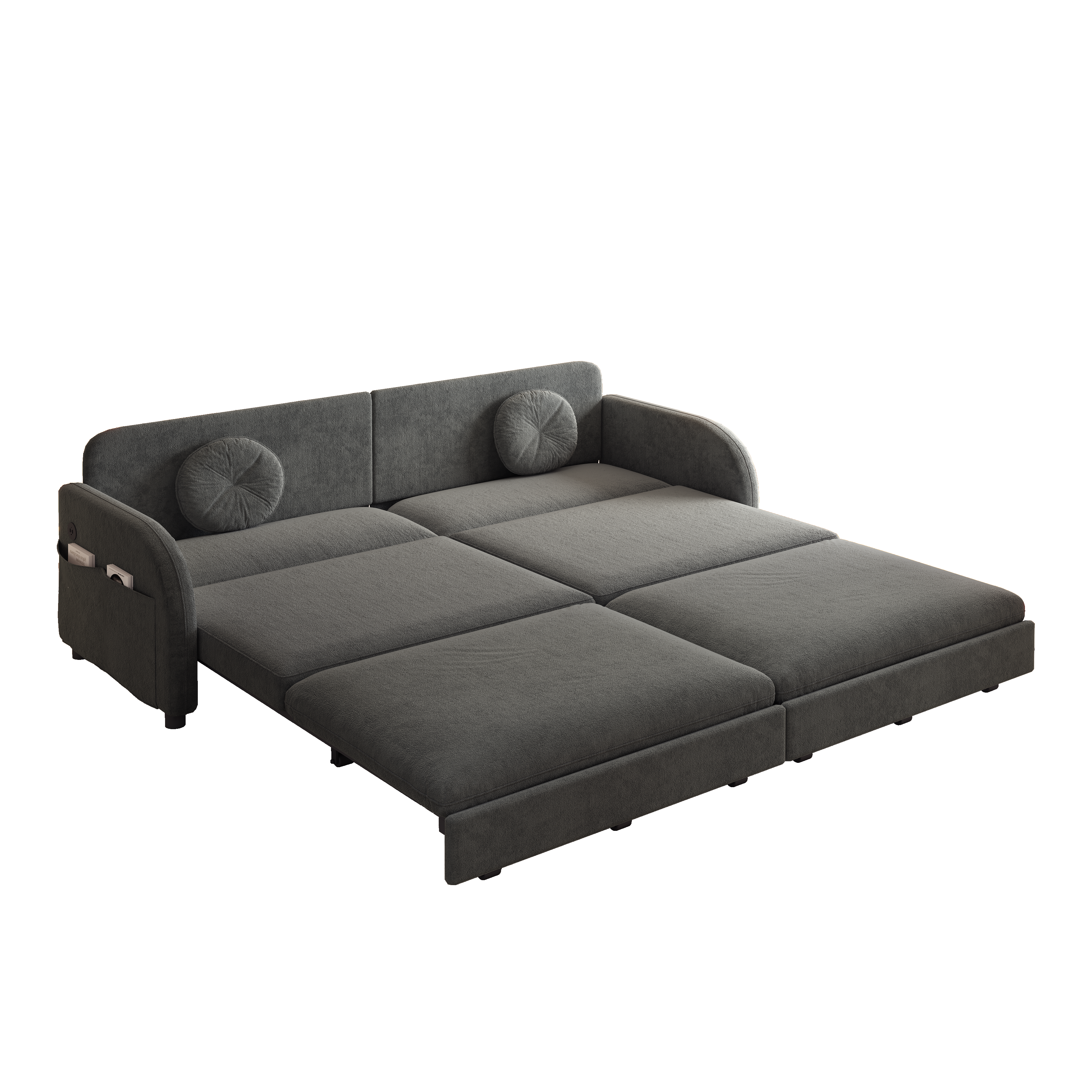 Layton 81" Upholstered Pull-Out Sleeper Sofa with Side Pocket and USB Port