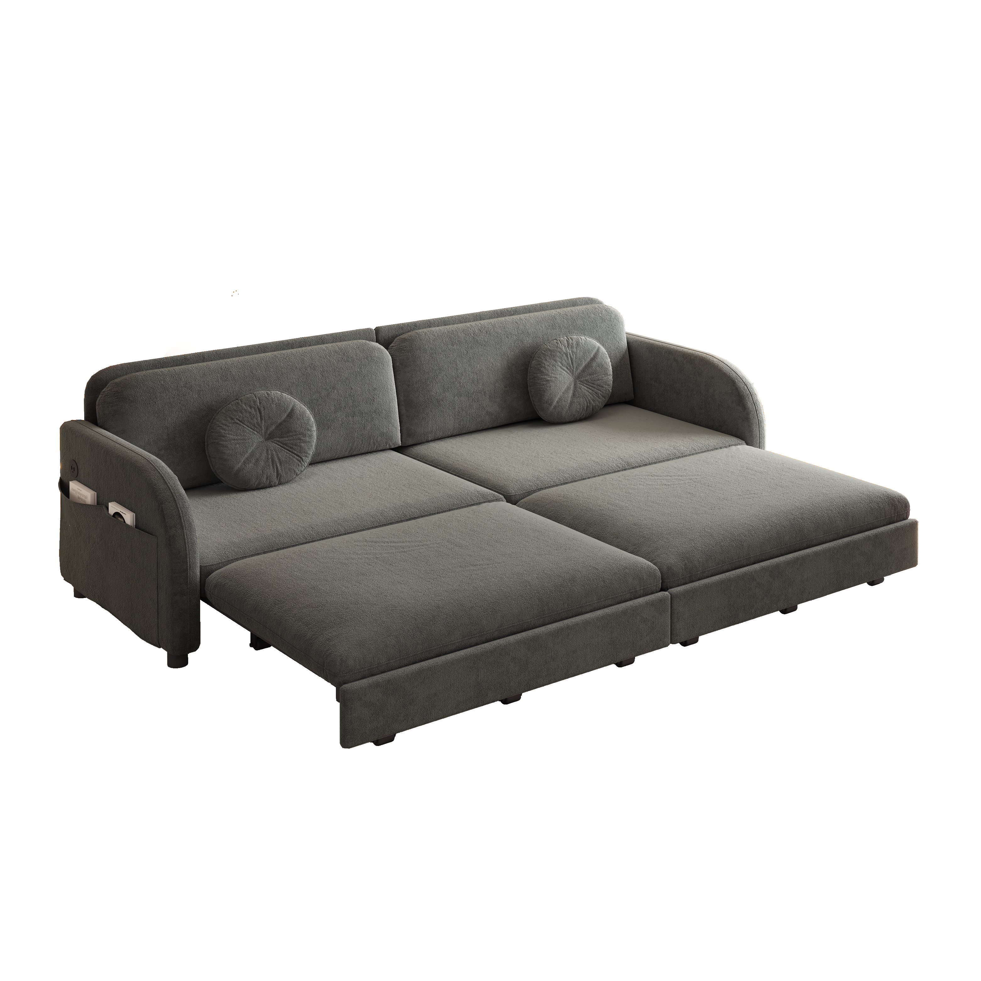 Layton 81" Upholstered Pull-Out Sleeper Sofa with Side Pocket and USB Port