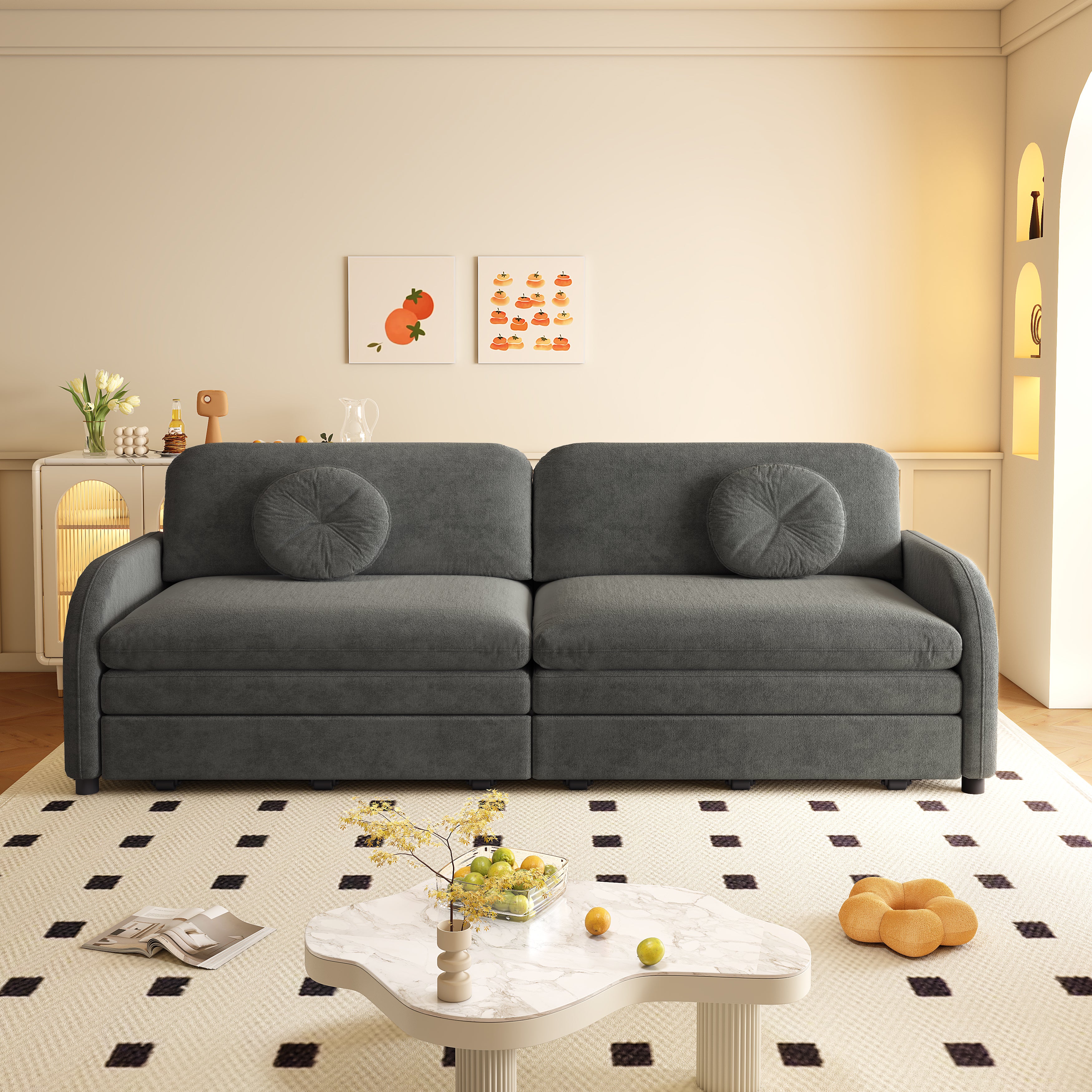 Layton 81" Upholstered Pull-Out Sleeper Sofa with Side Pocket and USB Port