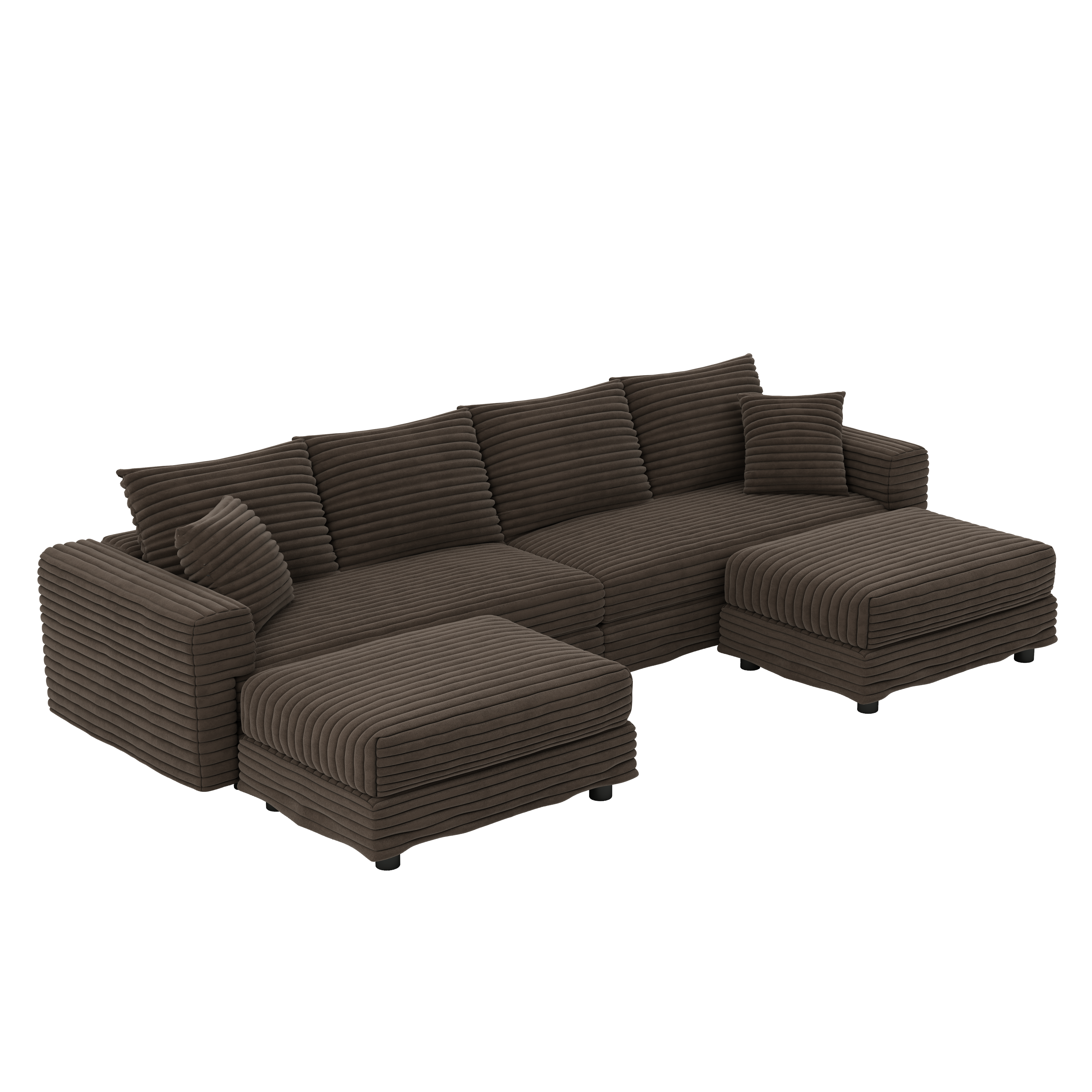 Norwalk 102" Modular Plush Corduroy U-Shaped Sectional Sofa with 2 Movable Ottomans
