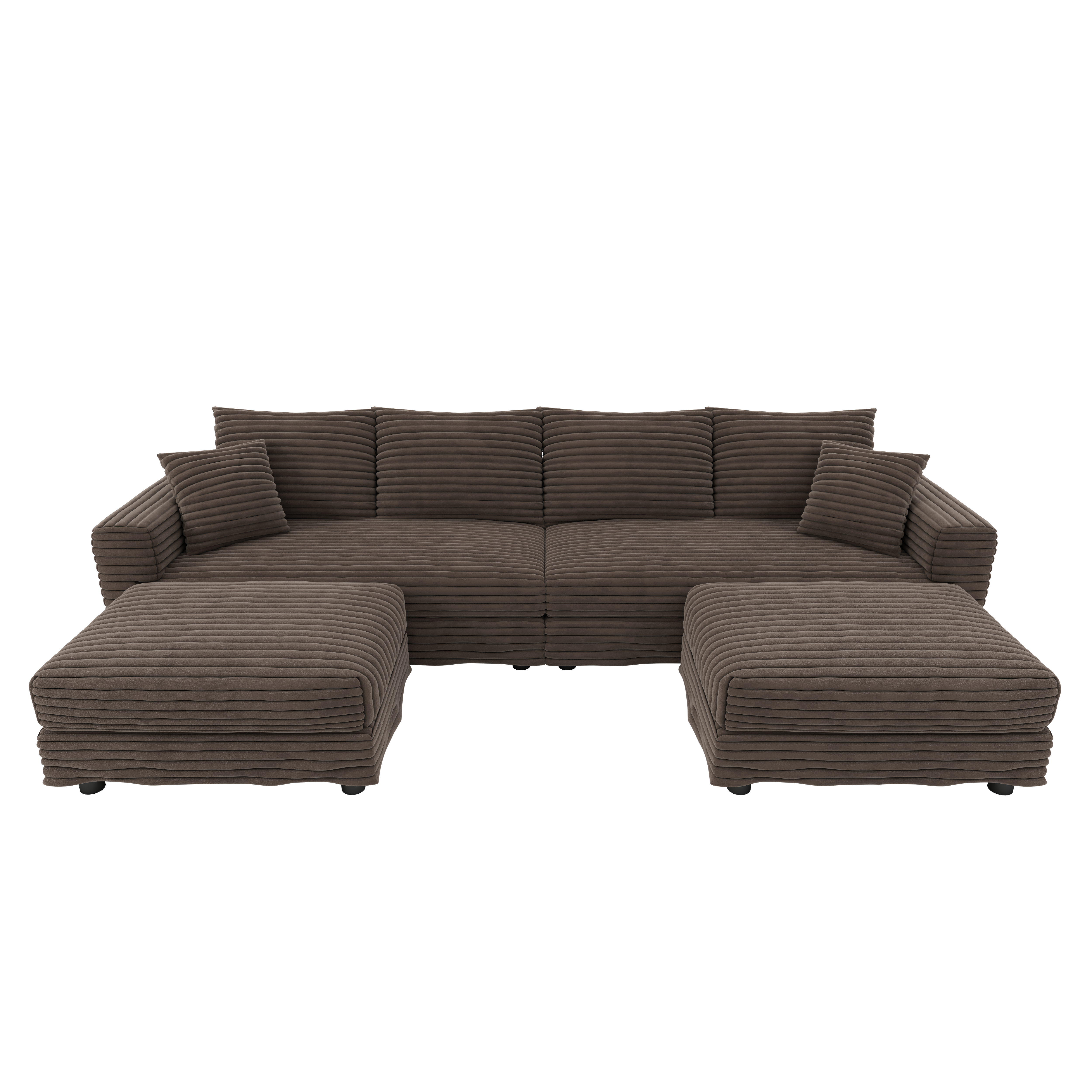 Norwalk 102" Modular Plush Corduroy U-Shaped Sectional Sofa with 2 Movable Ottomans