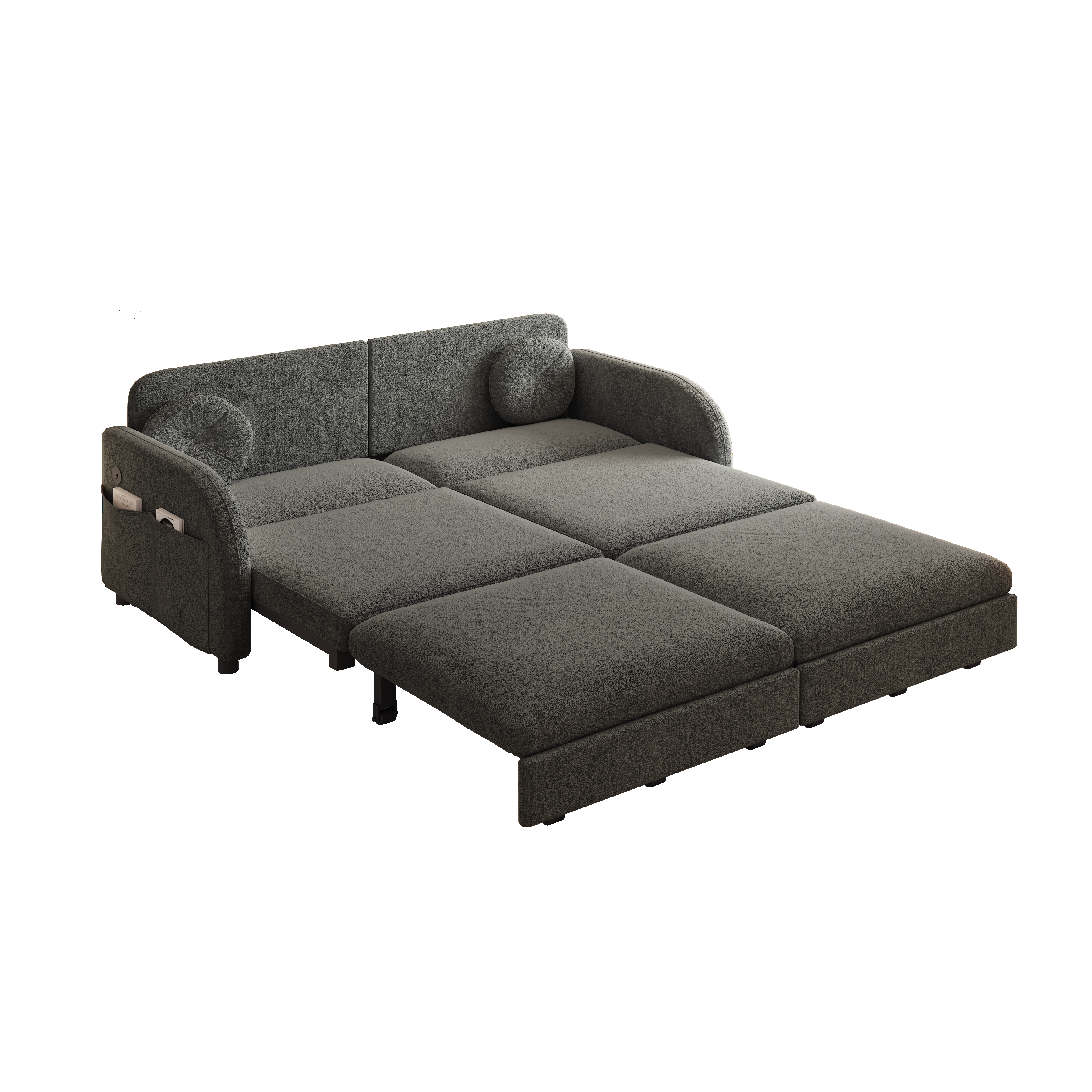 Layton 65" Upholstered Pull-Out Sleeper Sofa with Side Pocket and USB Port