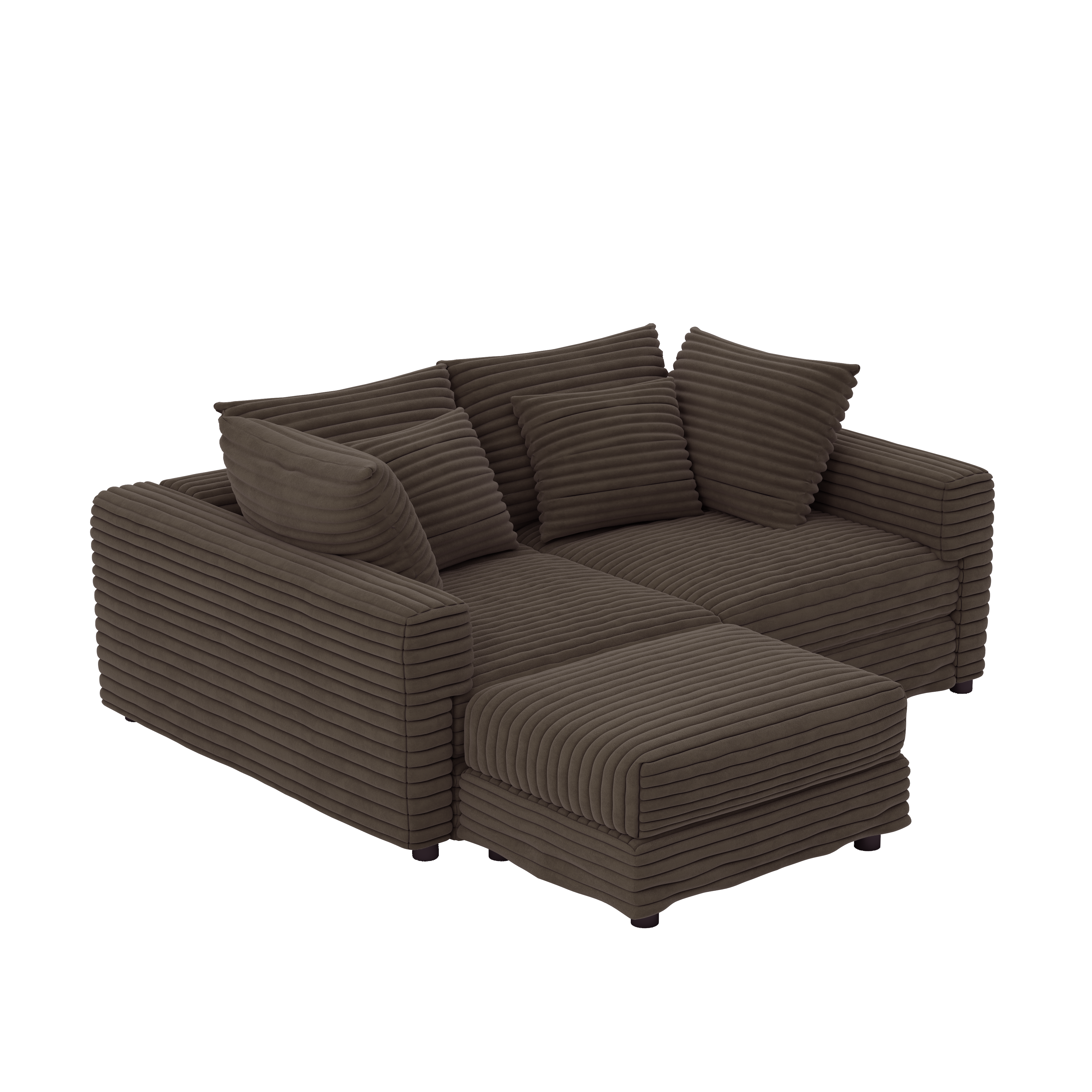 Norwalk 102" Modular Plush Corduroy L-Shaped Sectional Sofa with Movable Ottoman