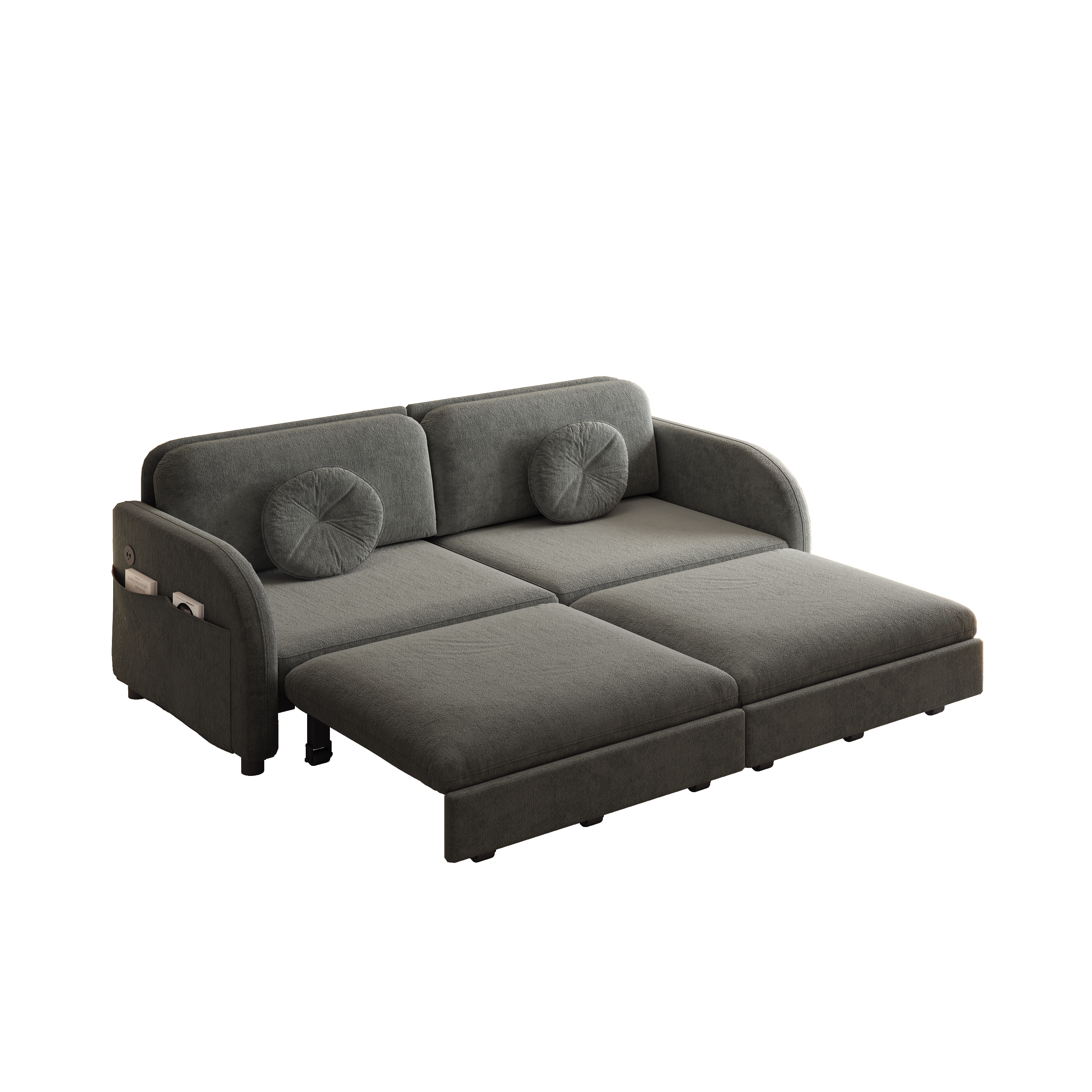 Layton 65" Upholstered Pull-Out Sleeper Sofa with Side Pocket and USB Port