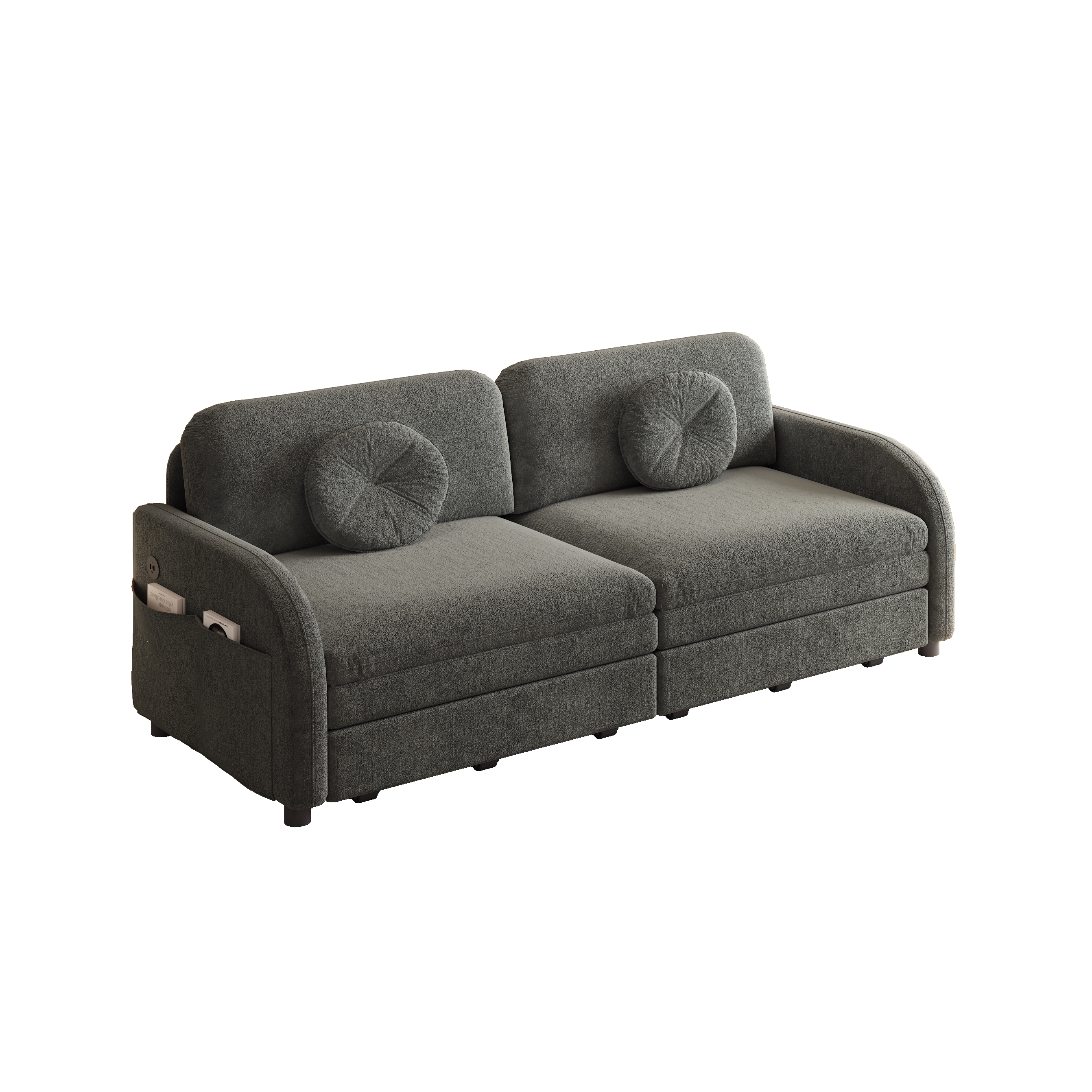 Layton 65" Upholstered Pull-Out Sleeper Sofa with Side Pocket and USB Port