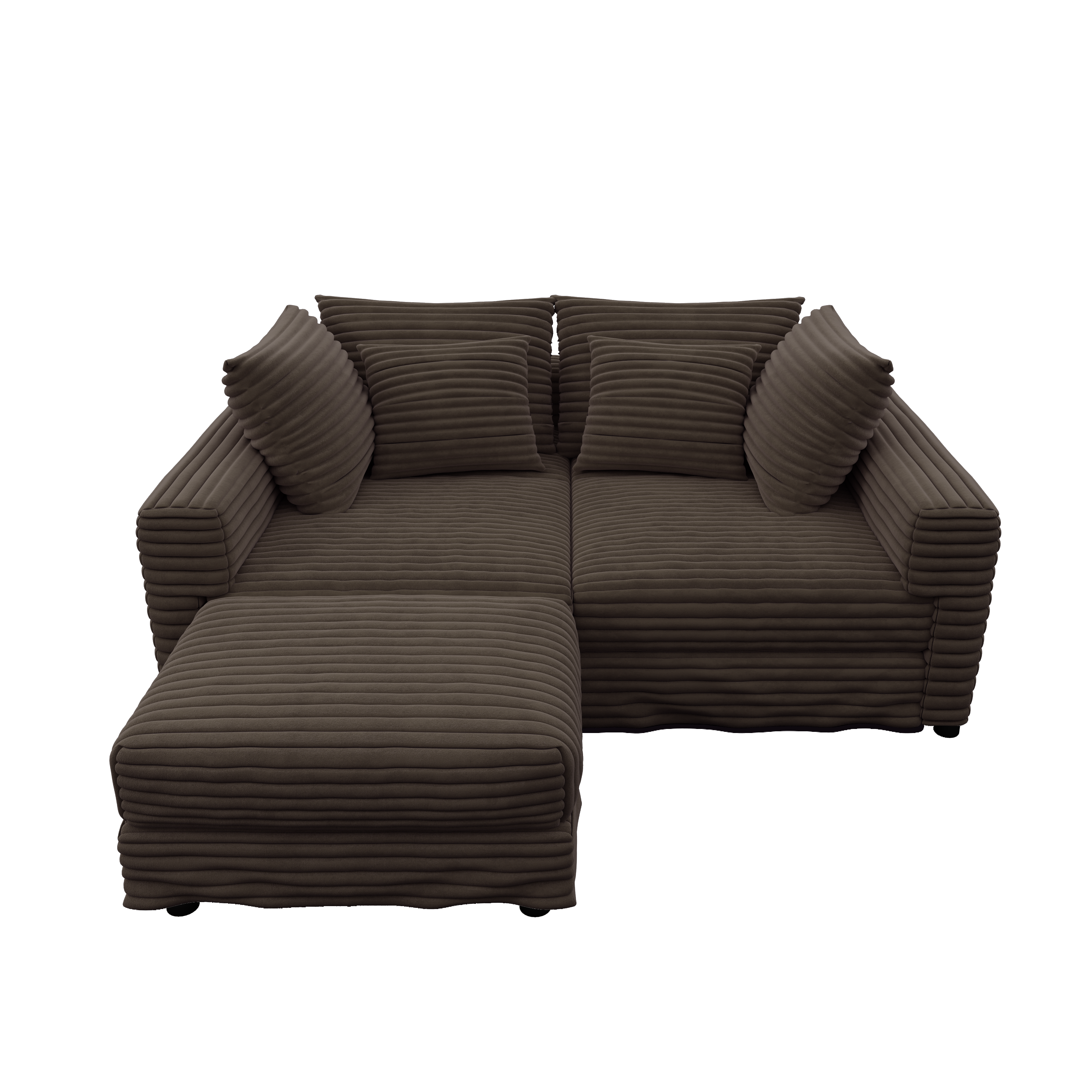 Norwalk 102" Modular Plush Corduroy L-Shaped Sectional Sofa with Movable Ottoman