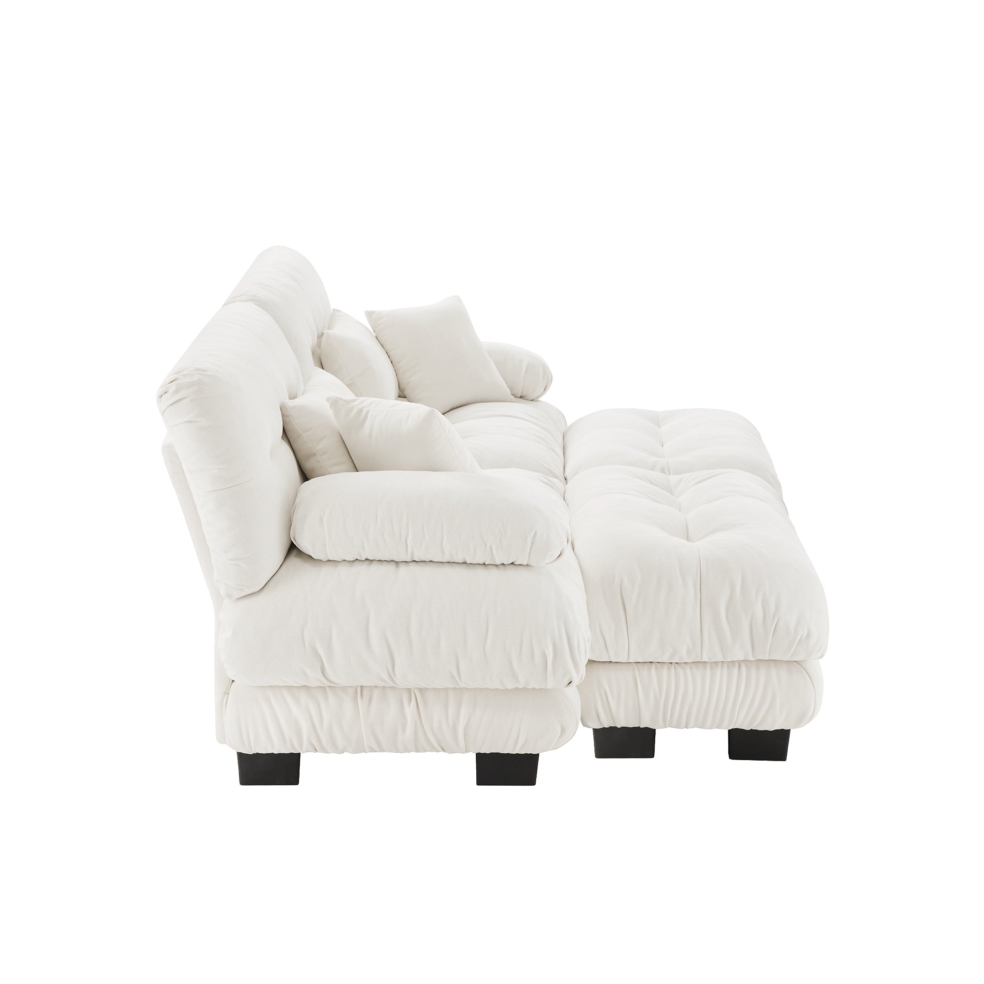 Monterey 94" Modular Chenille Cloud Sofa with 2 Ottomans and Bolstered Armrests