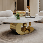 Verona Marble Sculptural Oval Coffee Table