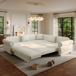 Buffalo 88" Chenille L-Shaped Sectional Sleeper Sofa