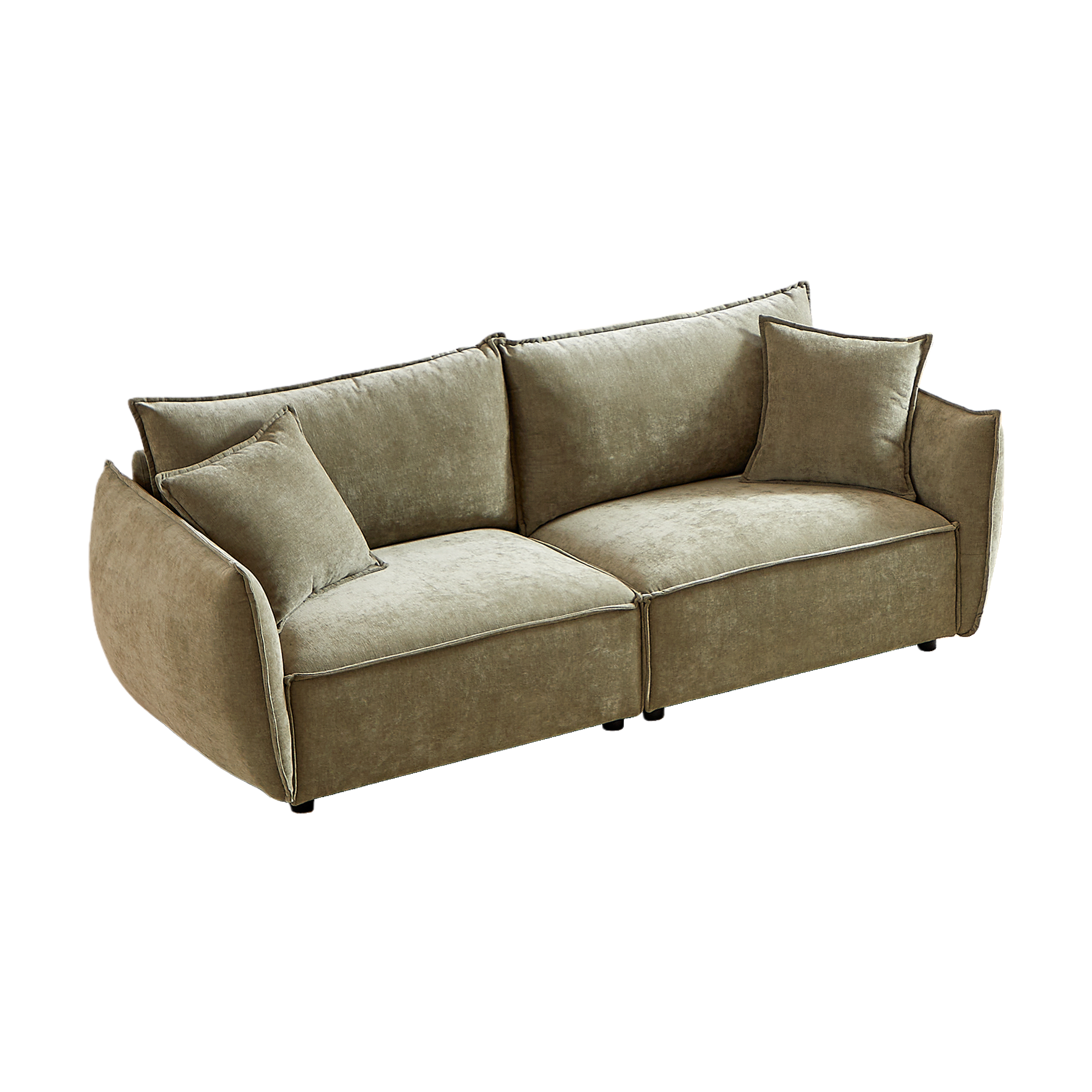 Phoenix 88" 3-Seater Linen Fabric Sofa, Light Green