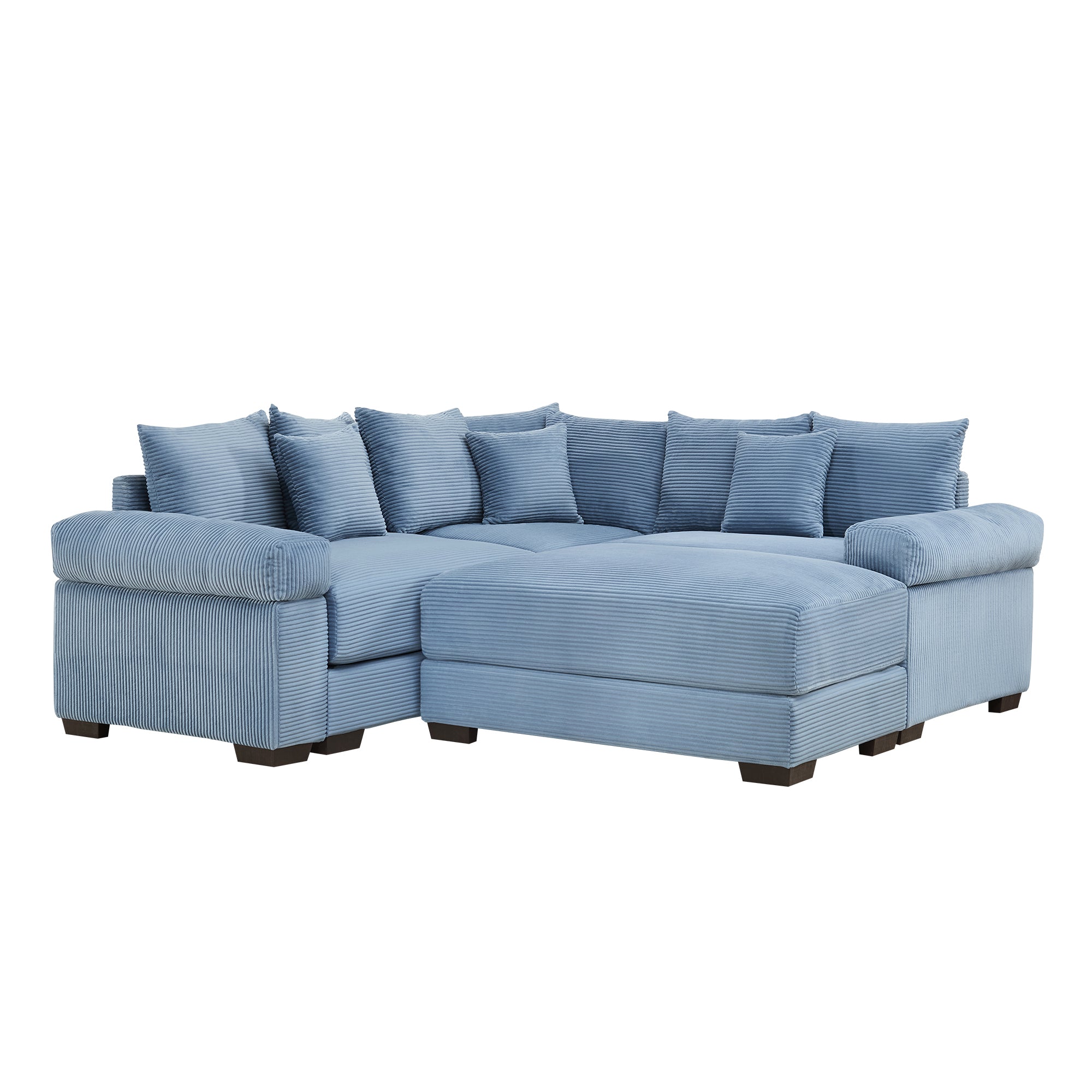 Albany 79" 4 Pieces Corduroy Modular Corner Sectional Sofa with Ottoman