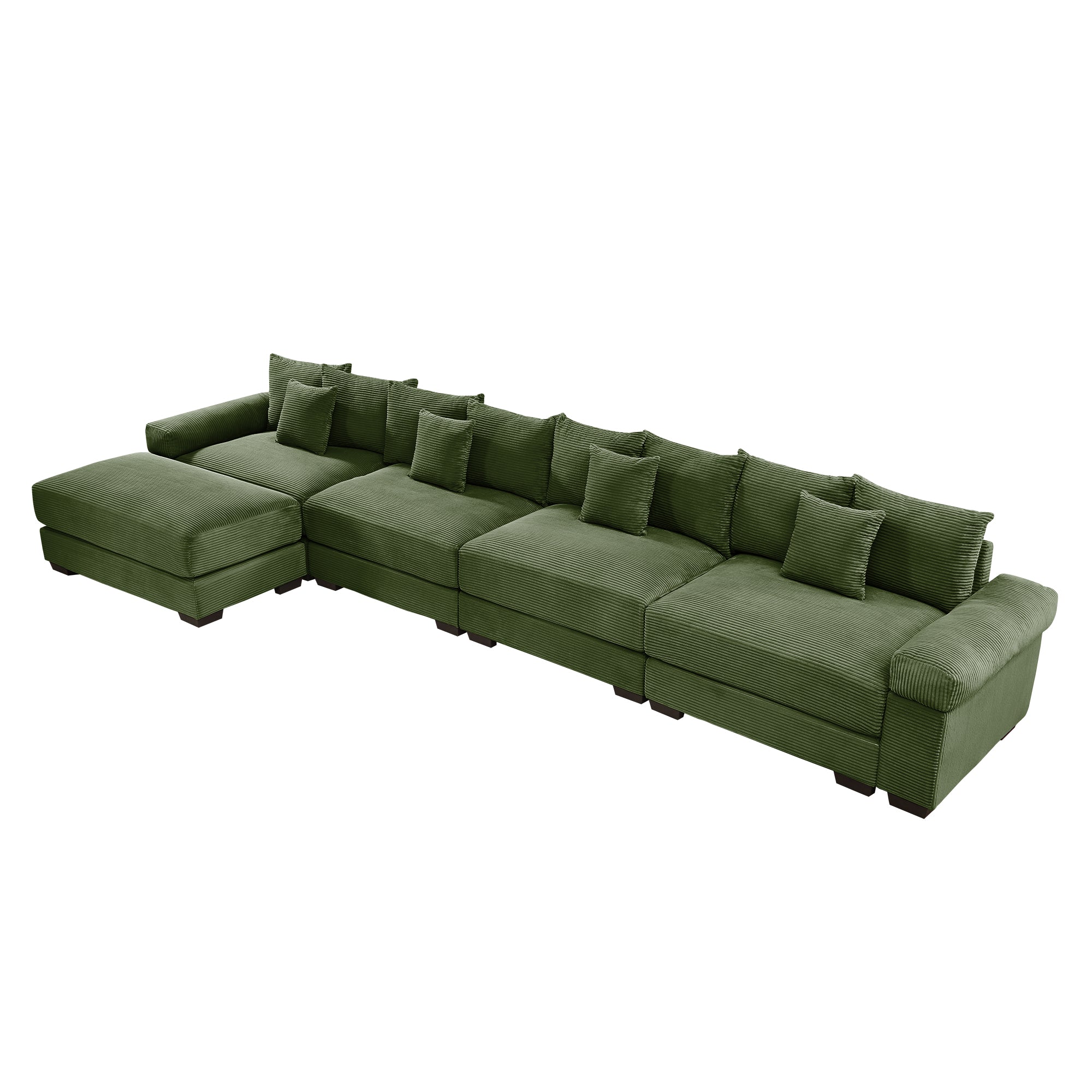 Albany 168" Modular Corduroy Oversized Cloud L-Shaped Sectional Sofa with Ottoman