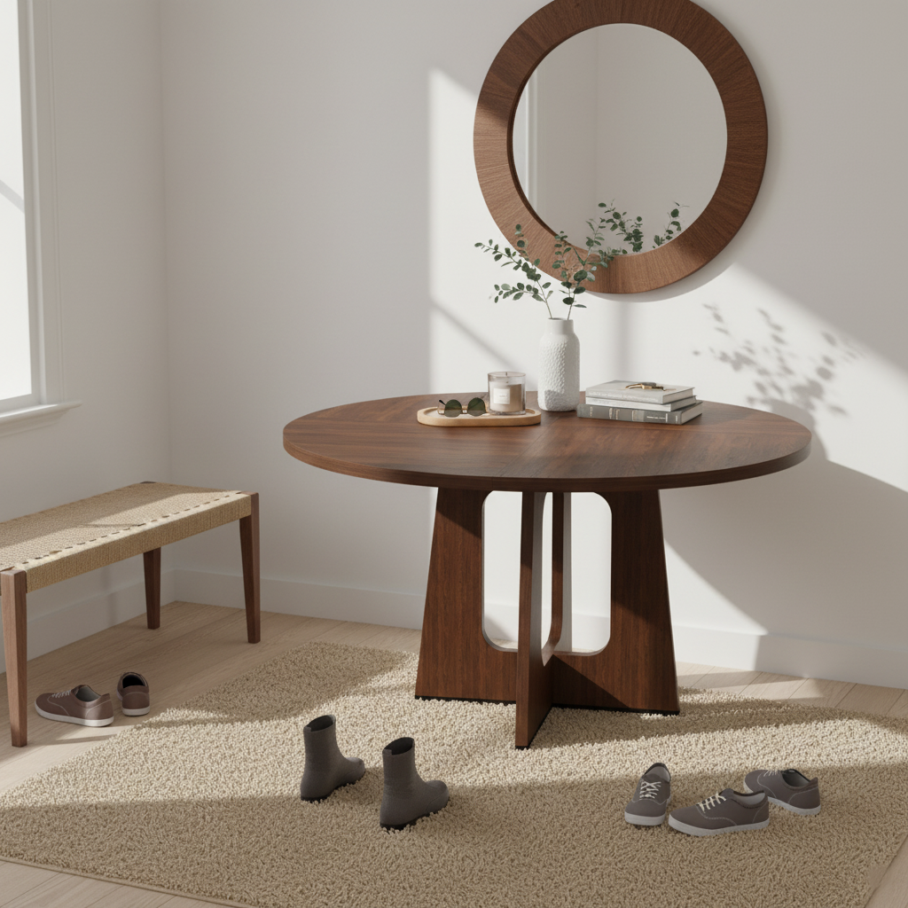 Rheia Natural Wood Dining Table, 47" Round, Seats 4
