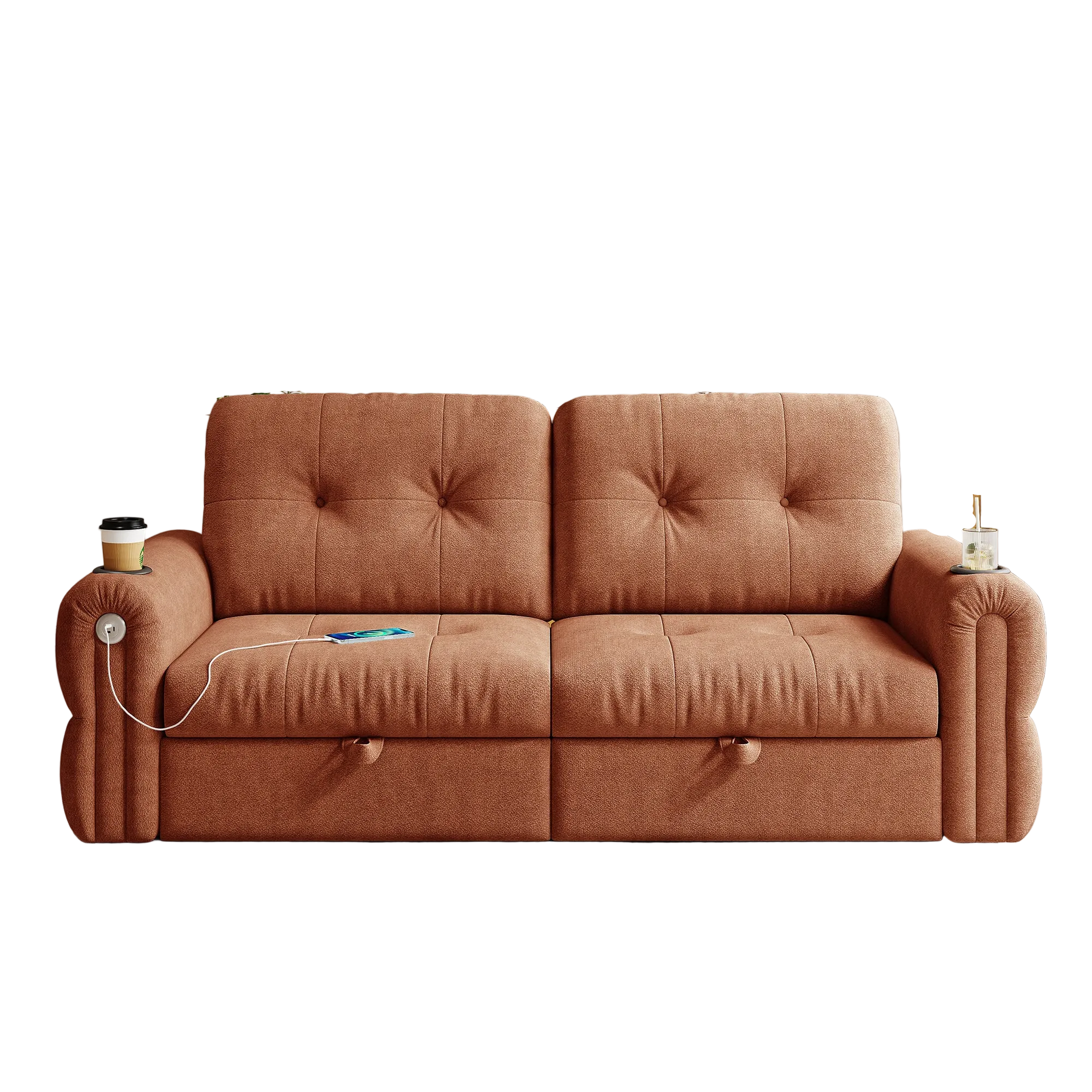 Somerset 77" Convertible Sofa Bed with Cup Holders and USB Charging