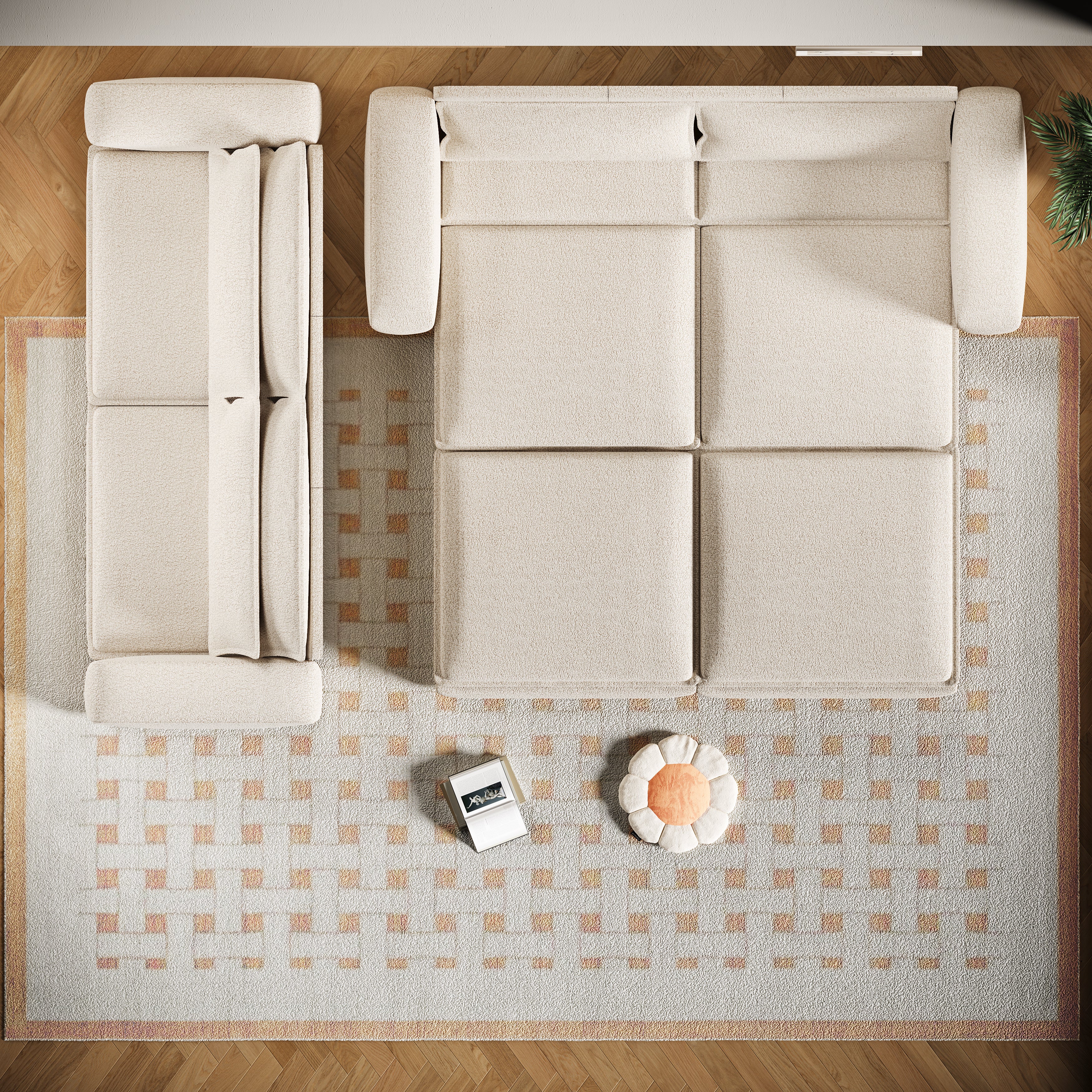 Cary 93" King Size Teddy Convertible Pull-Out Sleeper Sofa Bed with Chaise Lounge and Lumbar Pillows