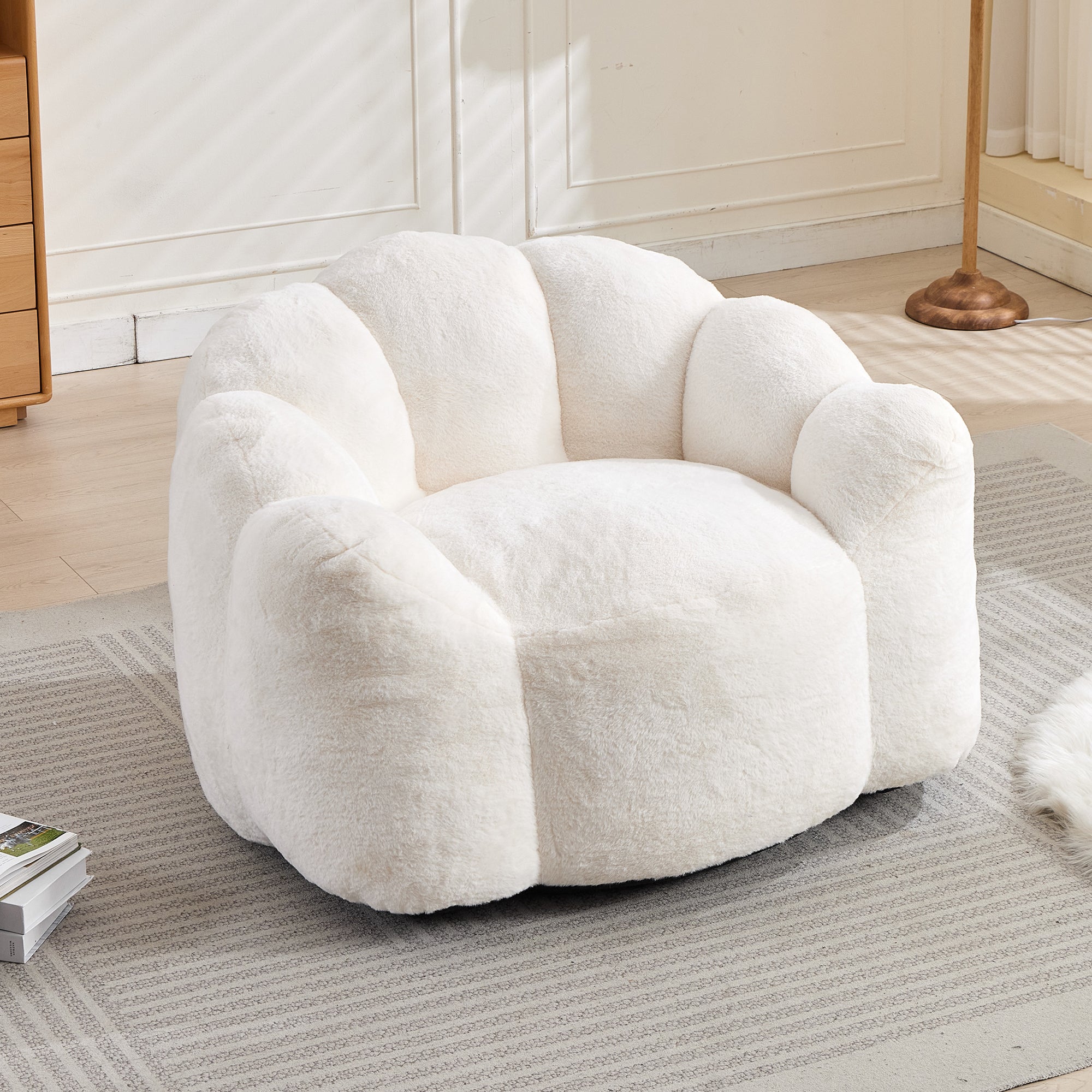 Greenfield Teddy Bean Bag Chair with Petal-Shaped Backrest