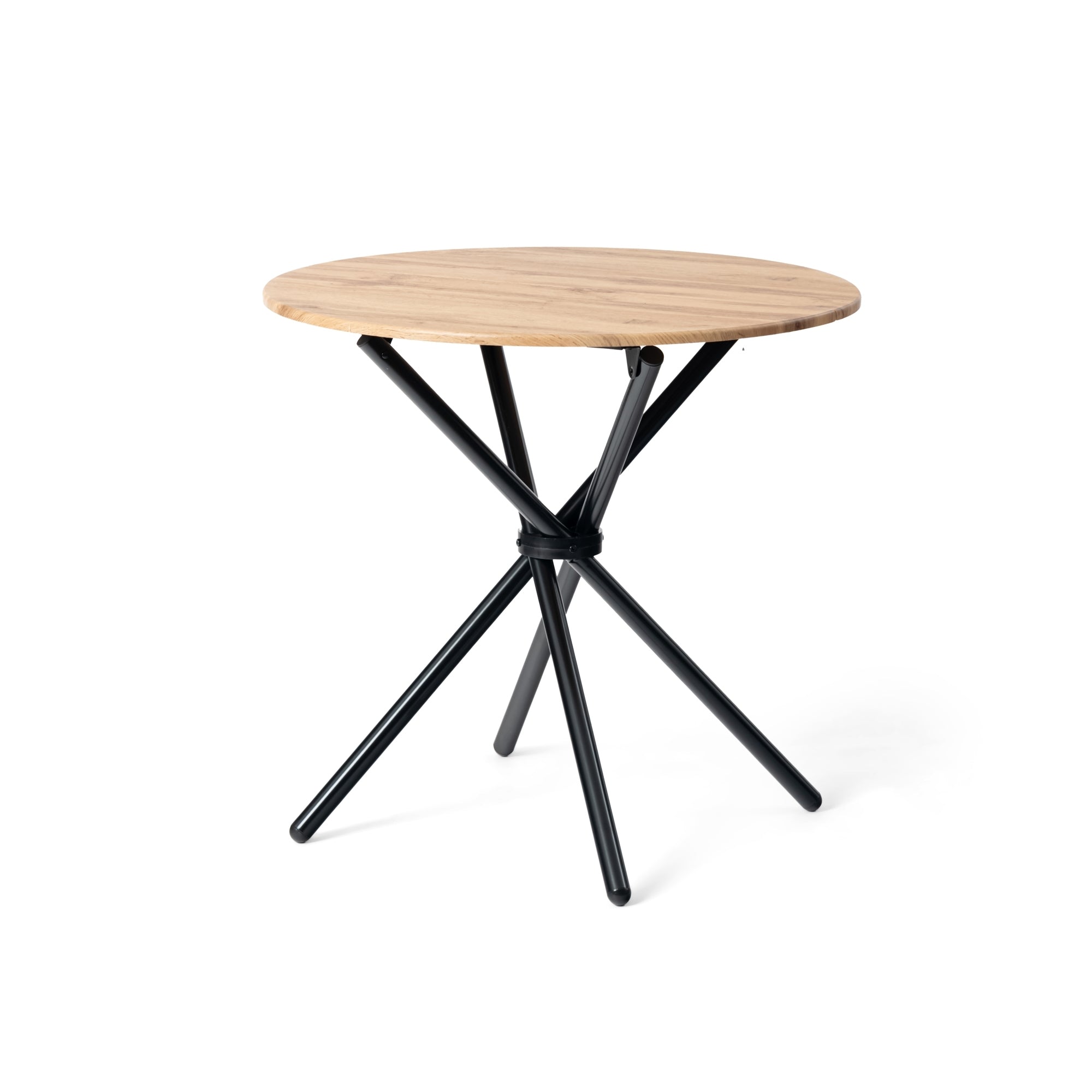 Homy Casa Hare 3PC Dining Set 31.5” Round Table with 2 ANN BLACK PVC Dining Chairs for Kitchen & Dining