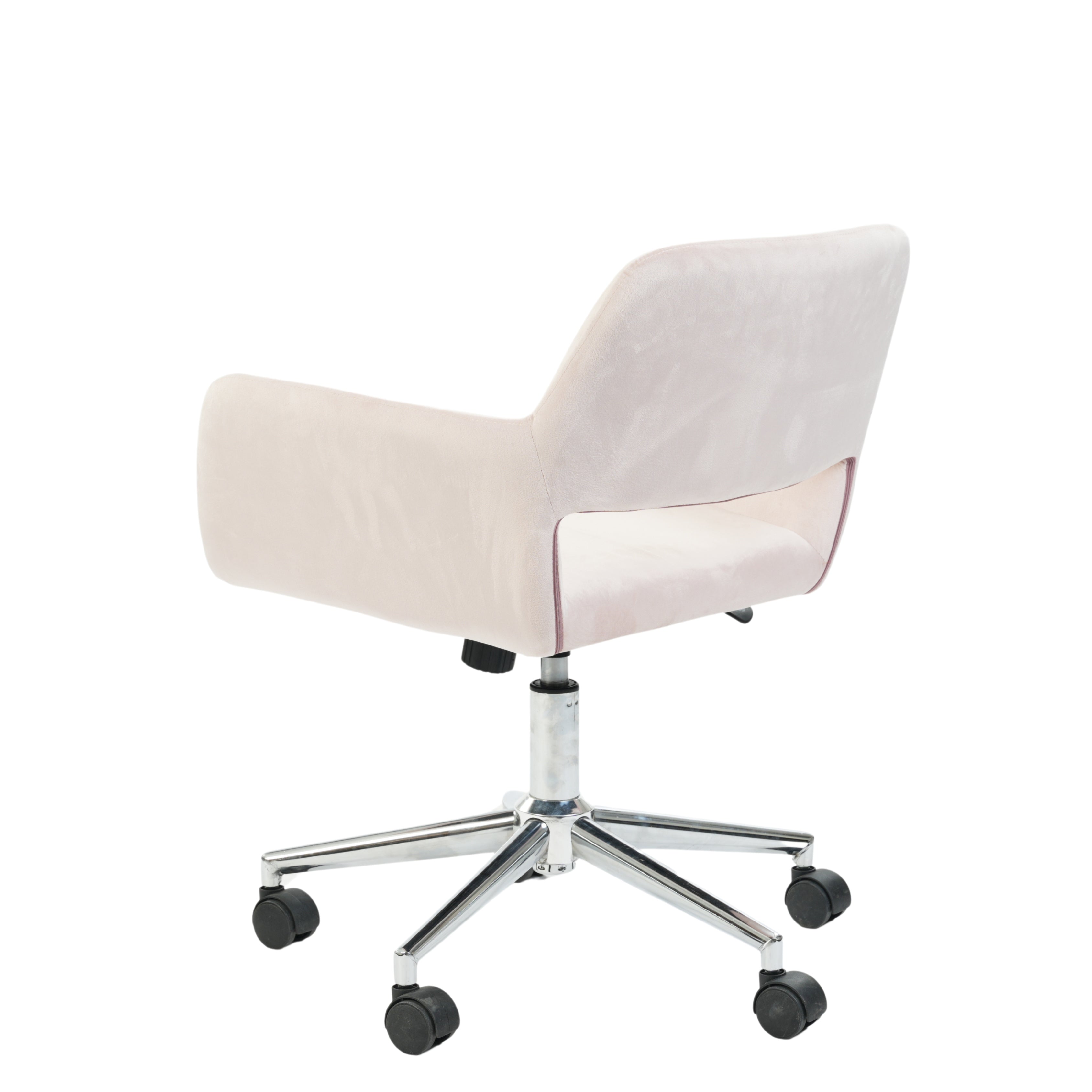 ROSS Velvet Swivel Desk Chair with Arms, Adjustable Height Task Chair on Wheels, Chrome Base, Blush Pink