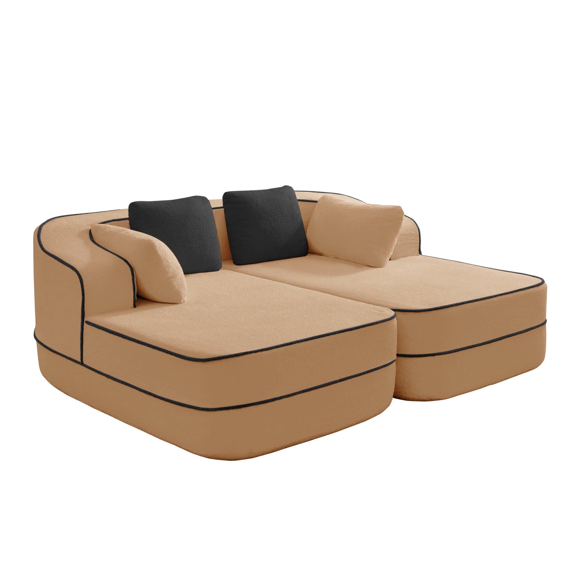 Gilbert 77.2" Teddy Fabric Sofa-in-a-Box with Double Chaise
