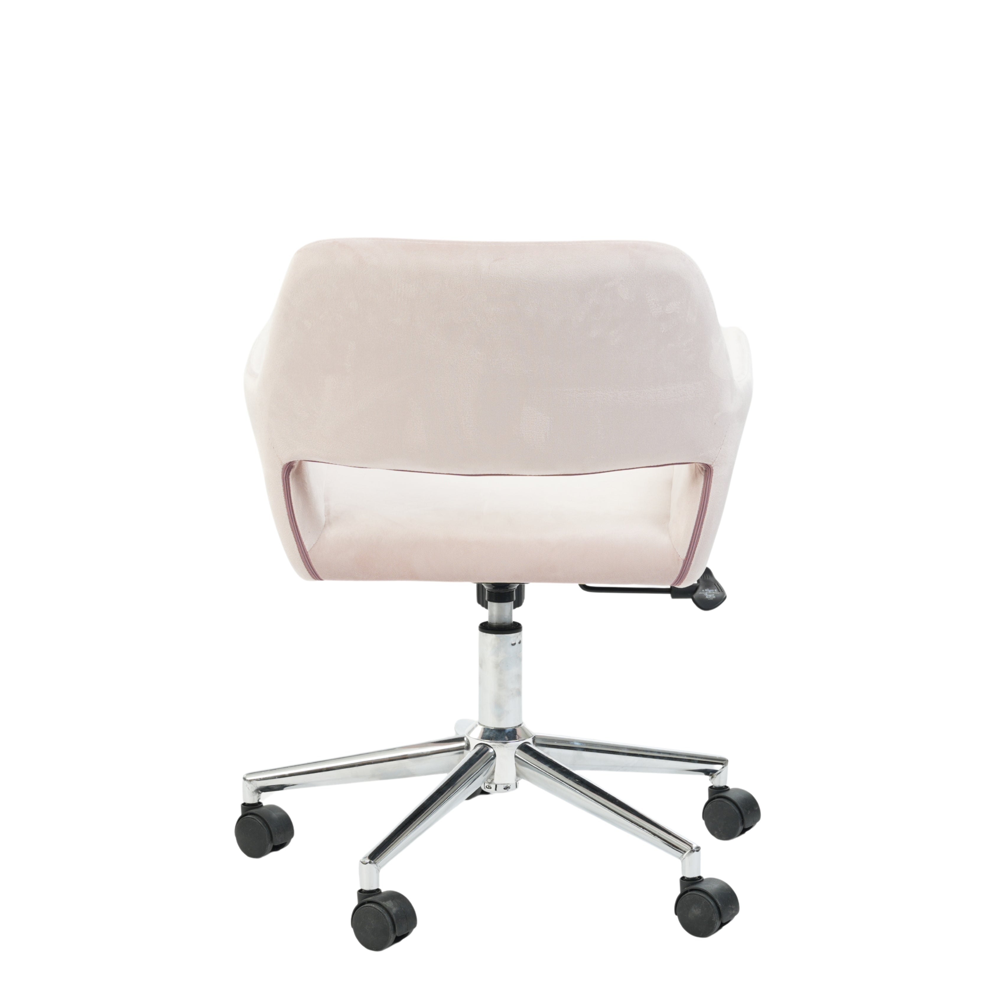 ROSS Velvet Swivel Desk Chair with Arms, Adjustable Height Task Chair on Wheels, Chrome Base, Blush Pink