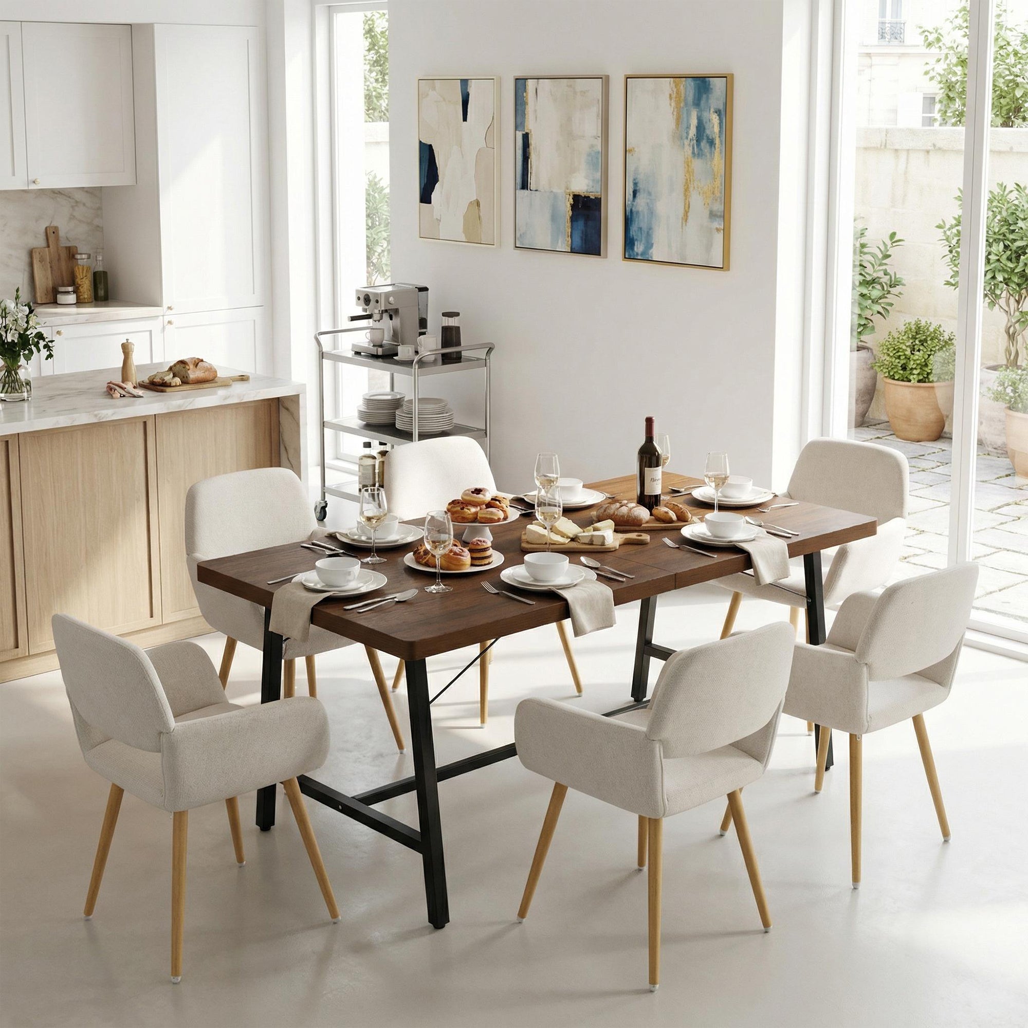 FORS Industrial MDF Dining Table 63" x 35" Modern Crimson