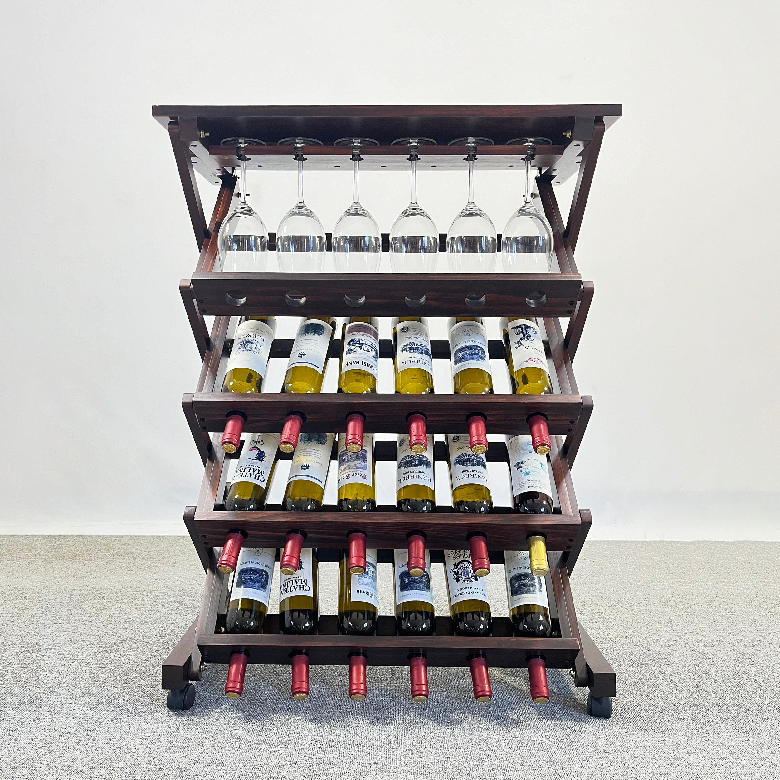 26 Bottles Freestanding wine rack,Wine Storage Rack, Freestanding Display Rack for Kitchen, Pantry, Cellar,walnut