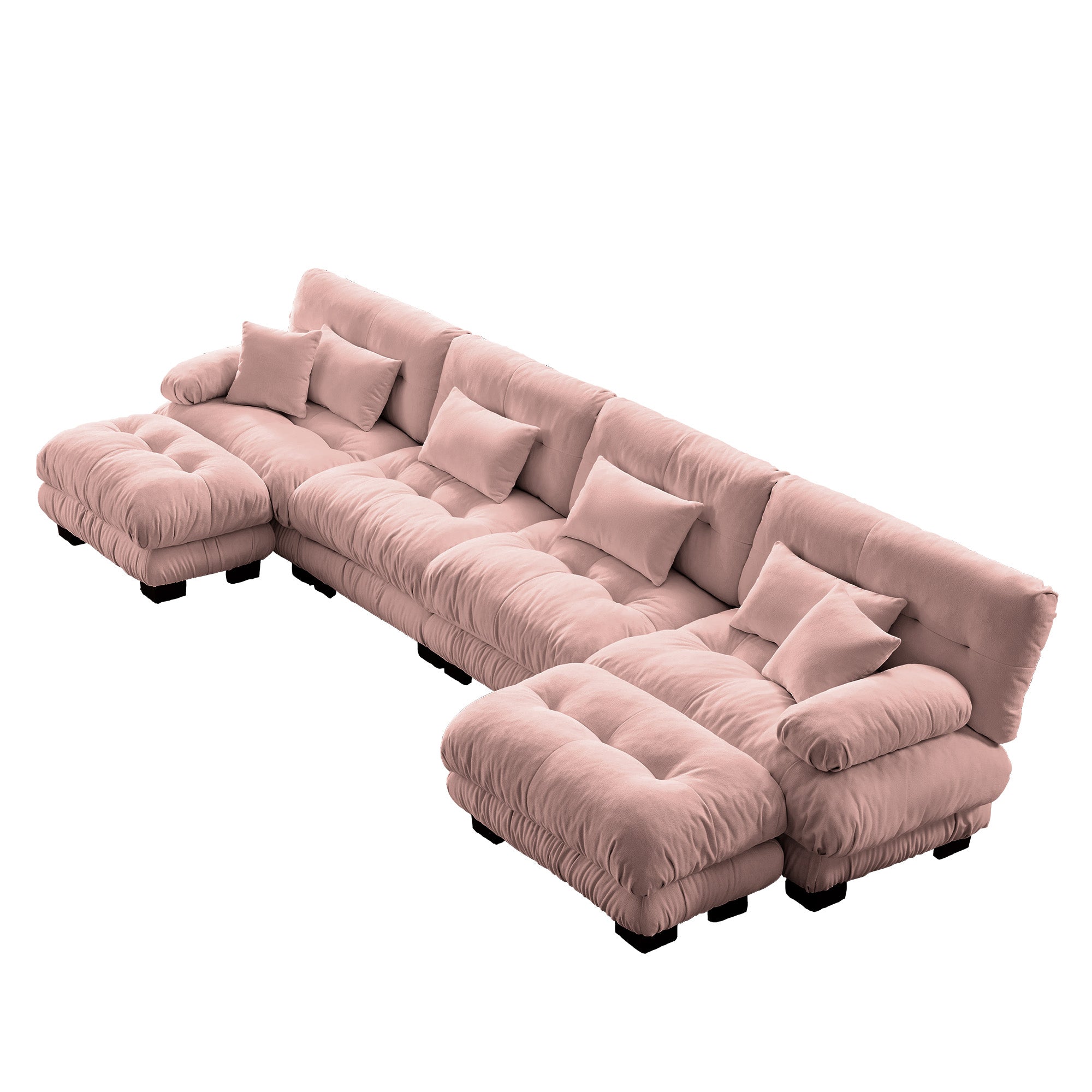 Monterey 173" Oversized Modular Chenille U-Shaped Cloud Sectional Sofa with 2 Ottomans