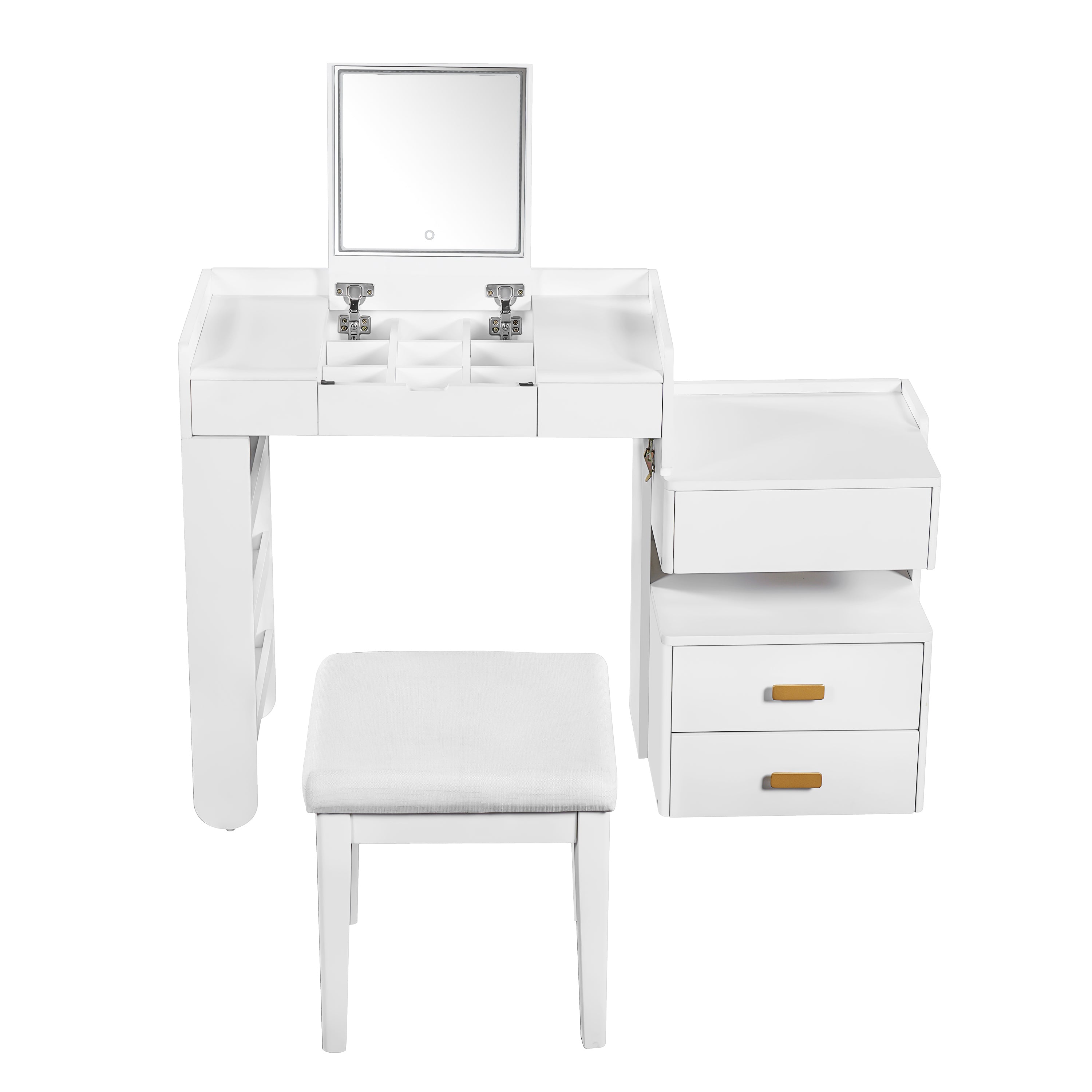 Aurorae Modular Makeup Vanity Desk Set with Flip-Top Mirror and Ample Drawer Storage