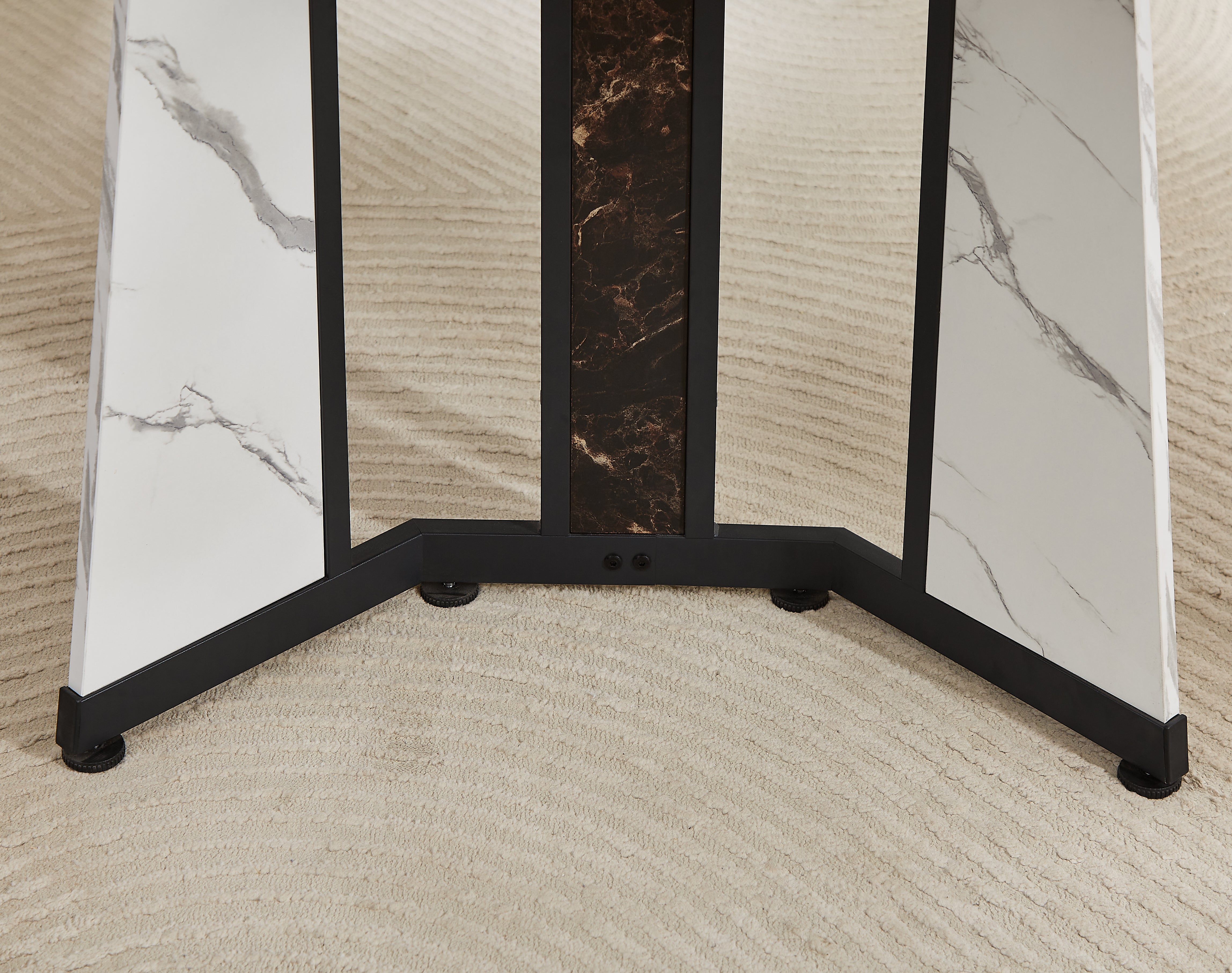 Arden 70.9" Modern White Marble Dining Table for 8 People with Adjustable Legs