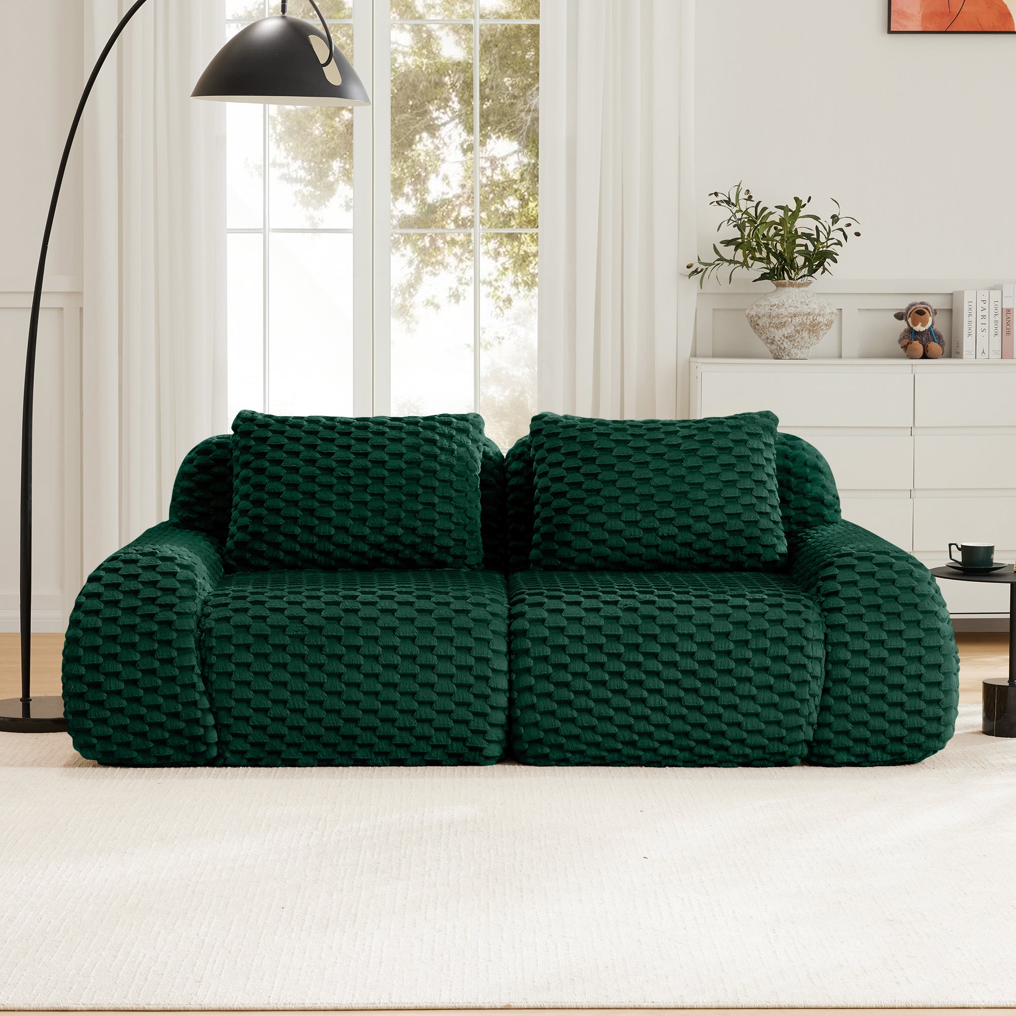 Olathe 82" Flannelette Fabric Modern 2-Seater Sofa with Deep Seat and Anti-Slip Design
