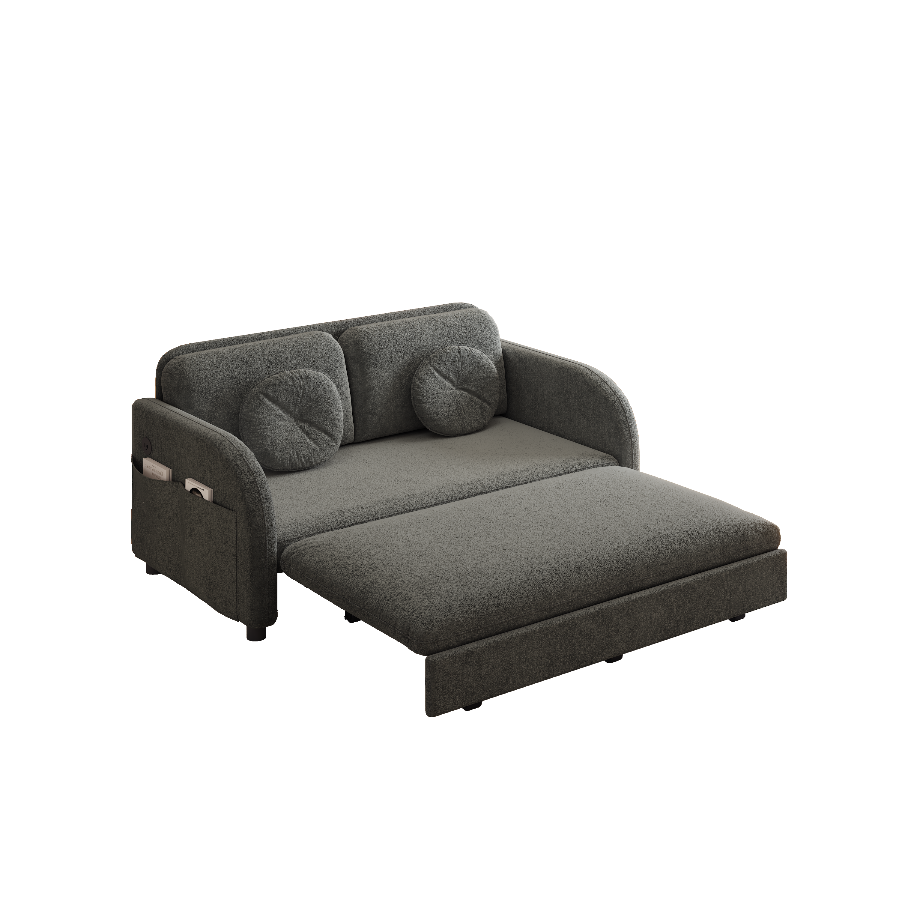 Layton 52" Upholstered Pull-Out Sleeper Sofa with Side Pocket and USB Port