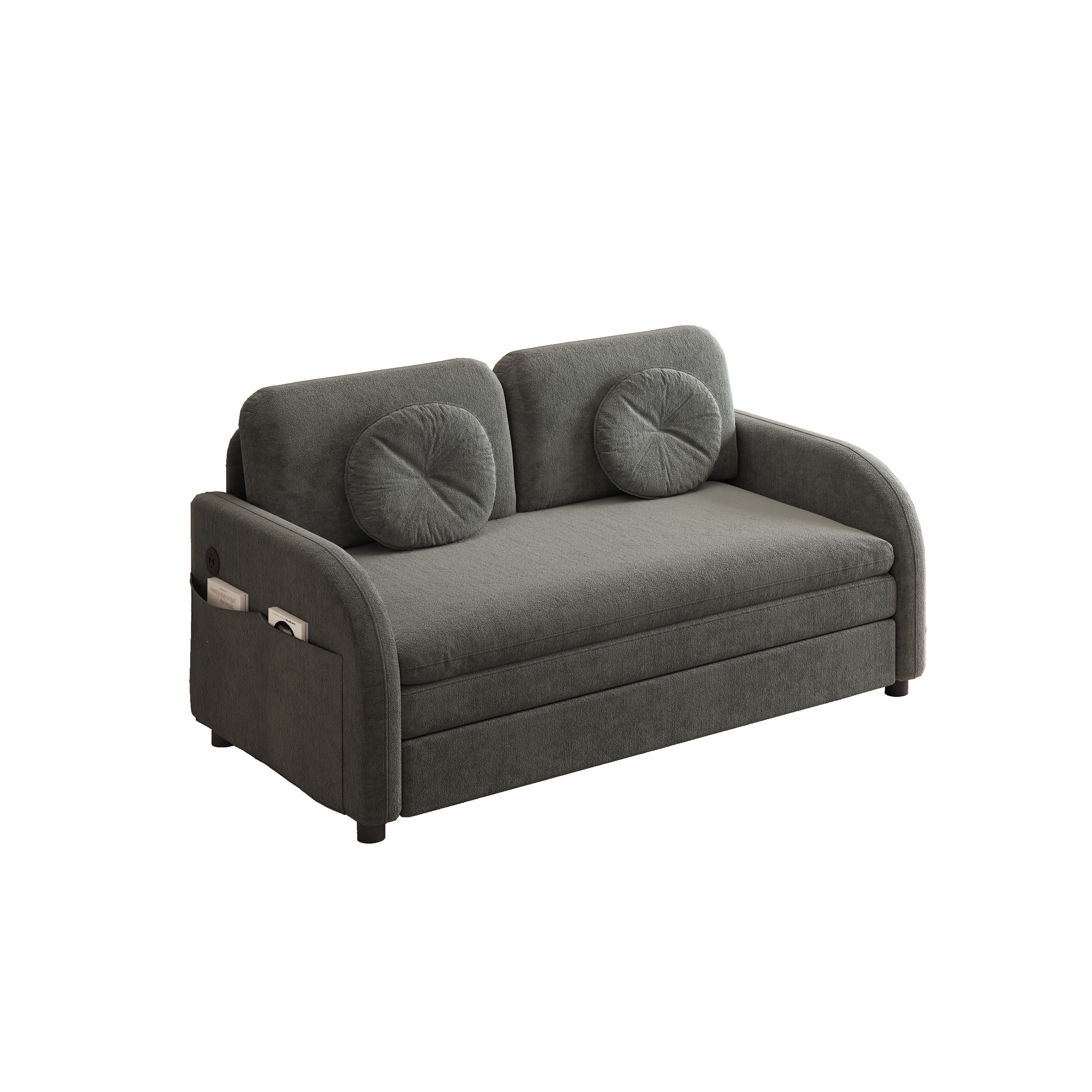 Layton 52" Upholstered Pull-Out Sleeper Sofa with Side Pocket and USB Port