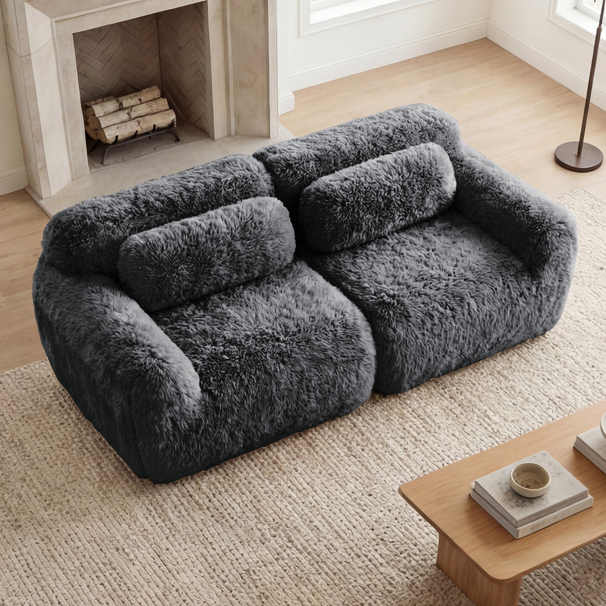 Durham 80" Modular Plush Cloud Loveseat Sofa with Pillows