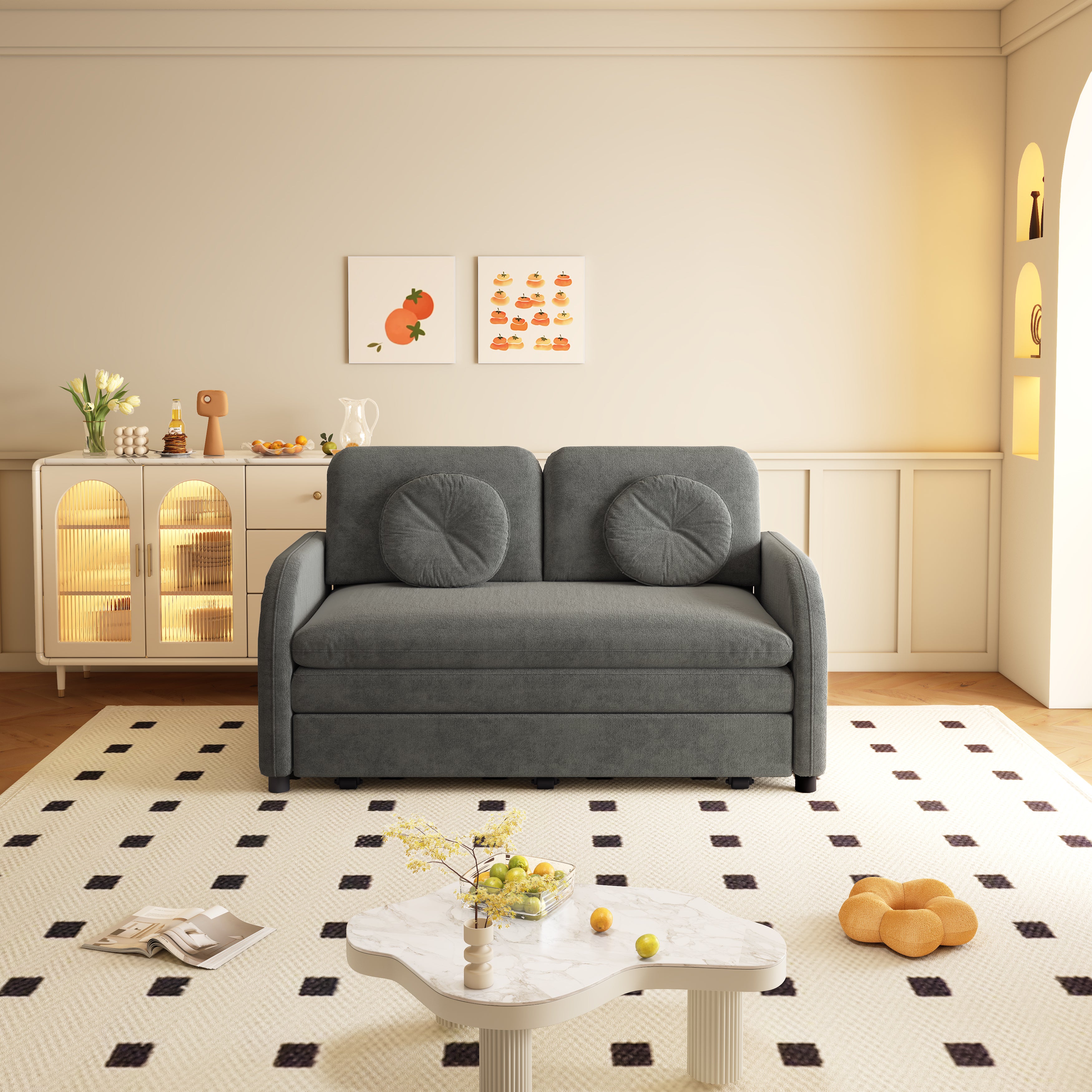 Layton 52" Upholstered Pull-Out Sleeper Sofa with Side Pocket and USB Port