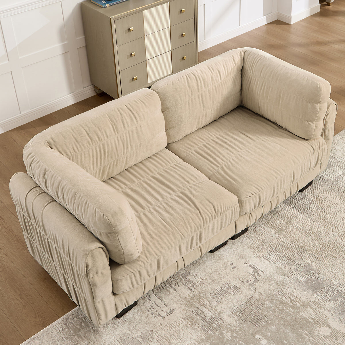 Reston 79" Modular Chenille Loveseat Sofa with Ruched Detailing