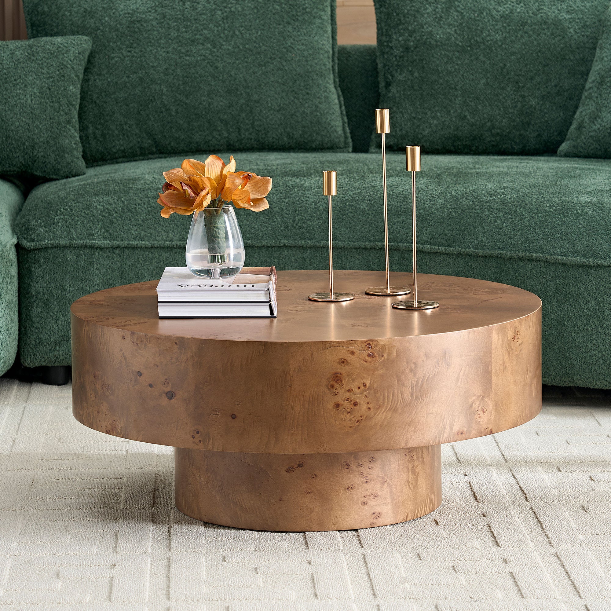Orleans 31.5" Round Wood Coffee Table with Pedestal Base