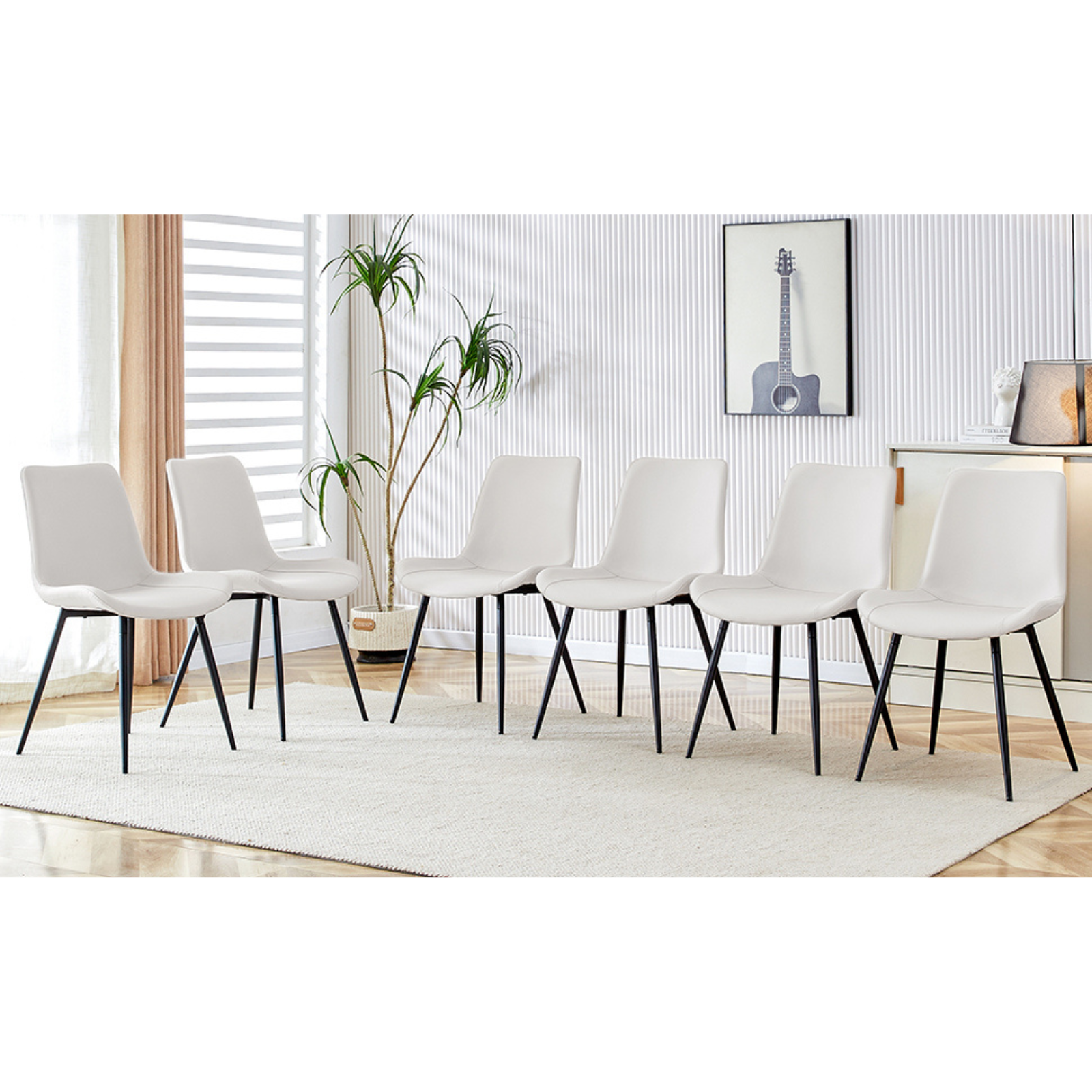 Amalfi Faux Leather Dining Chairs with Black Metal Legs Set of 6
