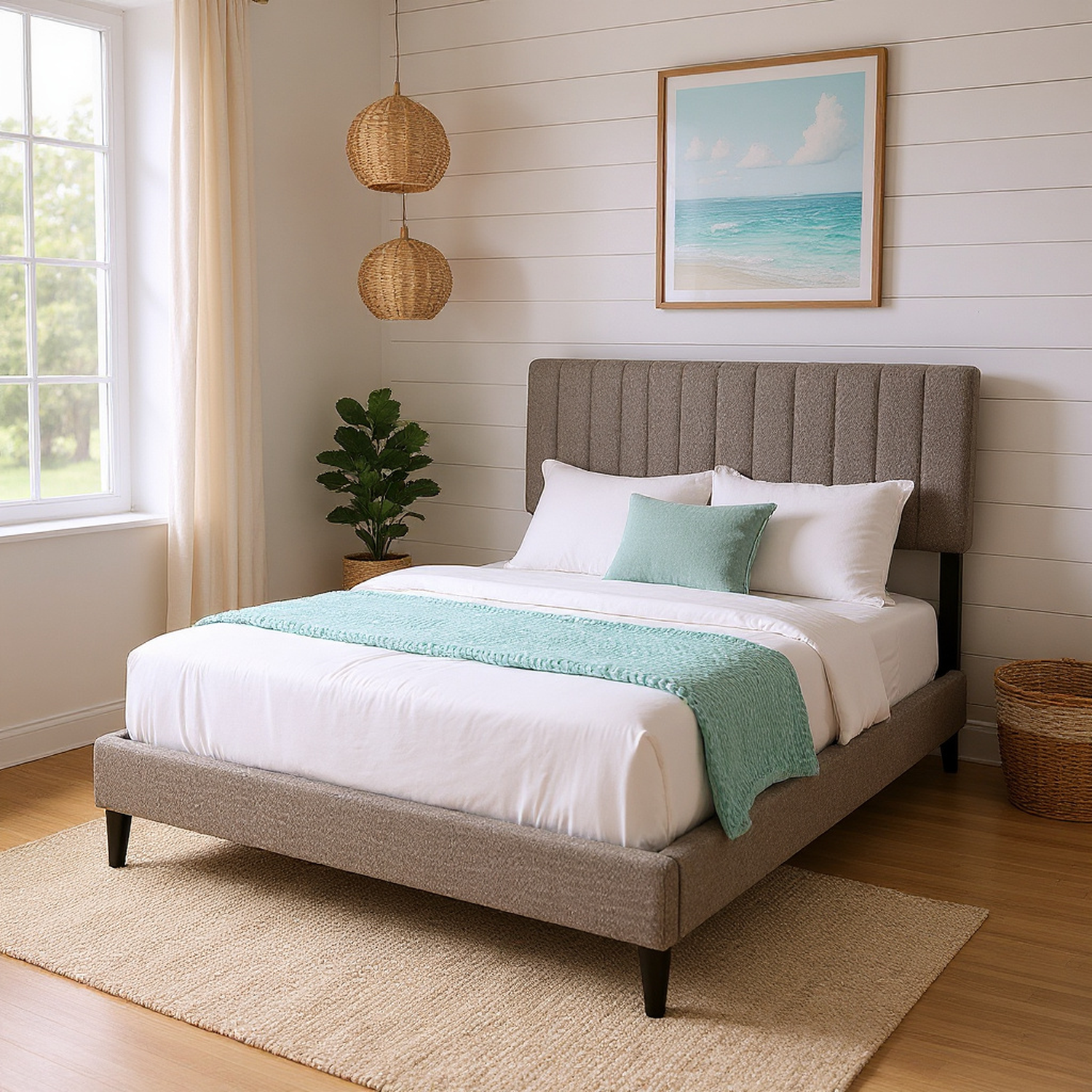 Normsman Dove Tufted Upholstered Platform Bed - Tungsten Gray - Queen