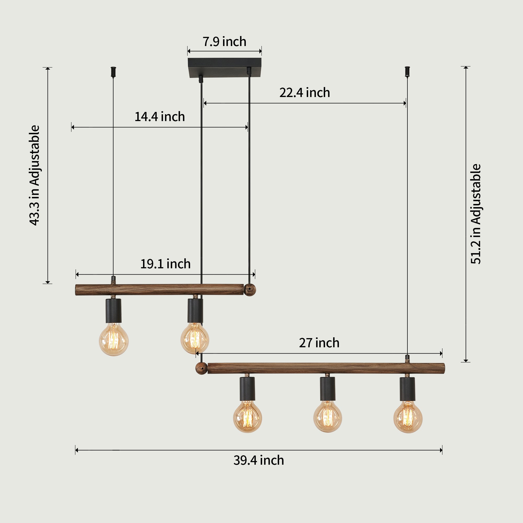 Aperture 5-Light Kitchen Island Pendant Light(No Bulbs)