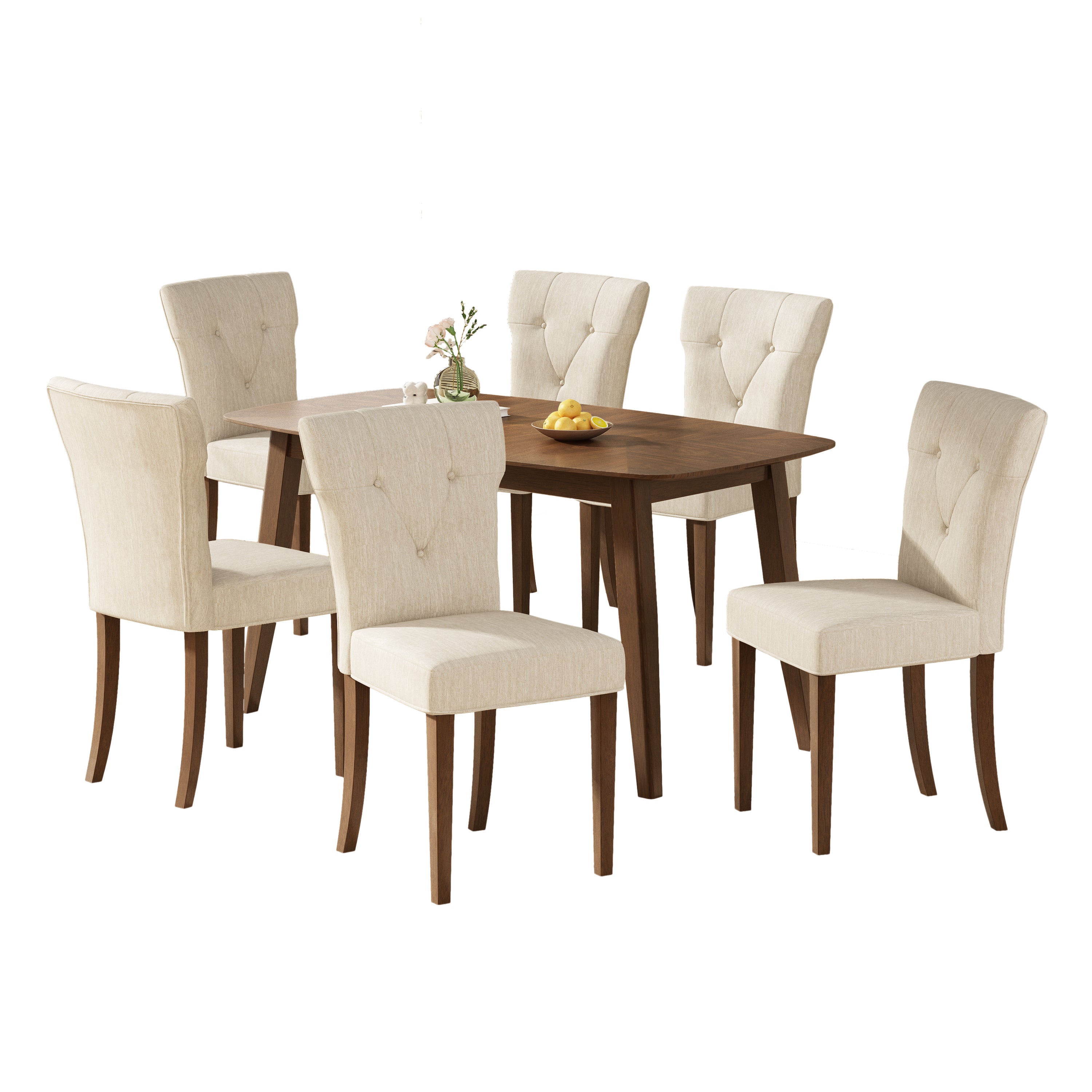 Montana 7 Pieces 59" Soild Wood Dining Table Set