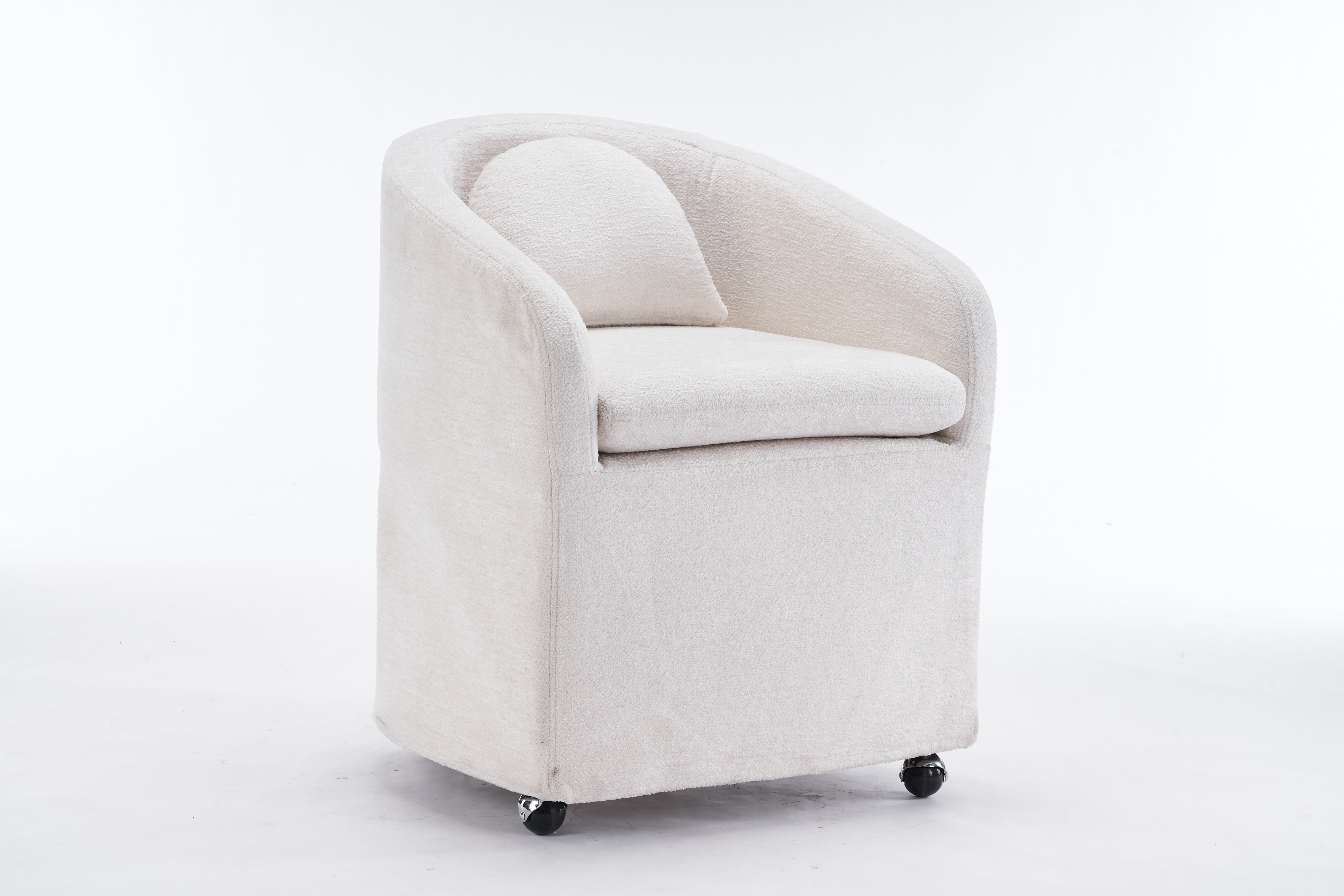 Badlands Chenille Accent Armchair with Wheels, Beige